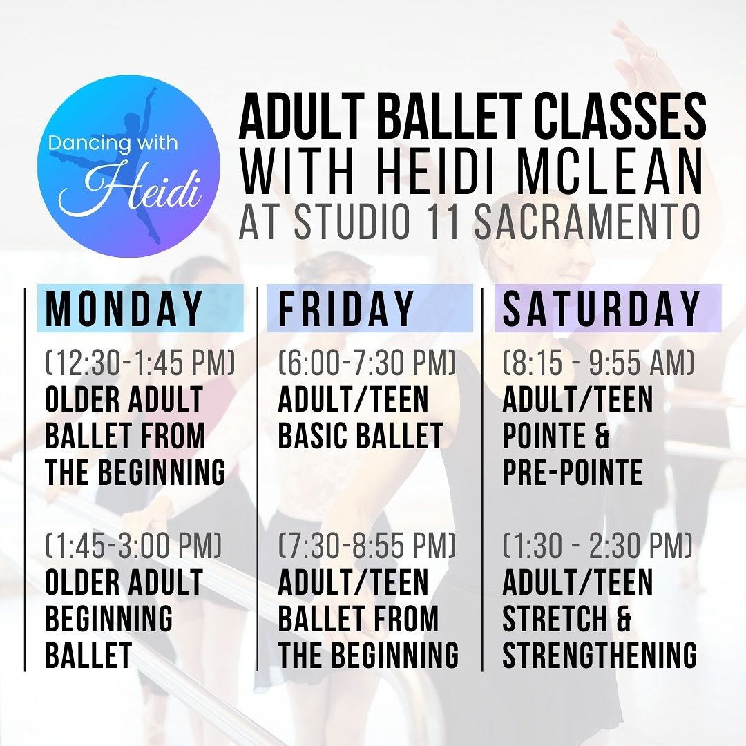 Have you been looking for an adult ballet class in the Sacramento area? @dancing.with.heidi is THE teacher to learn from!

Heidi McLean has a lifetime worth of ballet wisdom to share and a variety of classes to meet your level and age.

Interested in