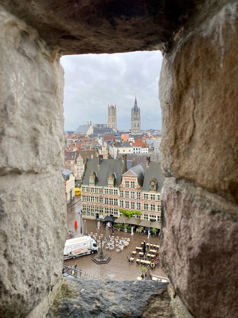 view from Gravensteen castle in Ghent Belgium