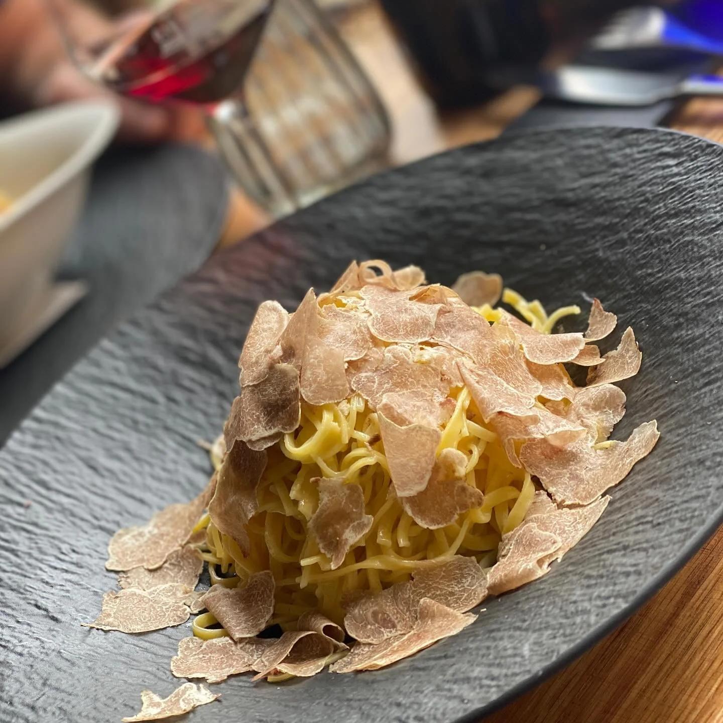 I’m interrupting my tour of Piemonte destinations to talk about the food because this simple plate of tajarin (the local egg-yolk pasta sliced into thin ribbons) with butter and shaved white truffles so blew my mind I can hardly think about any