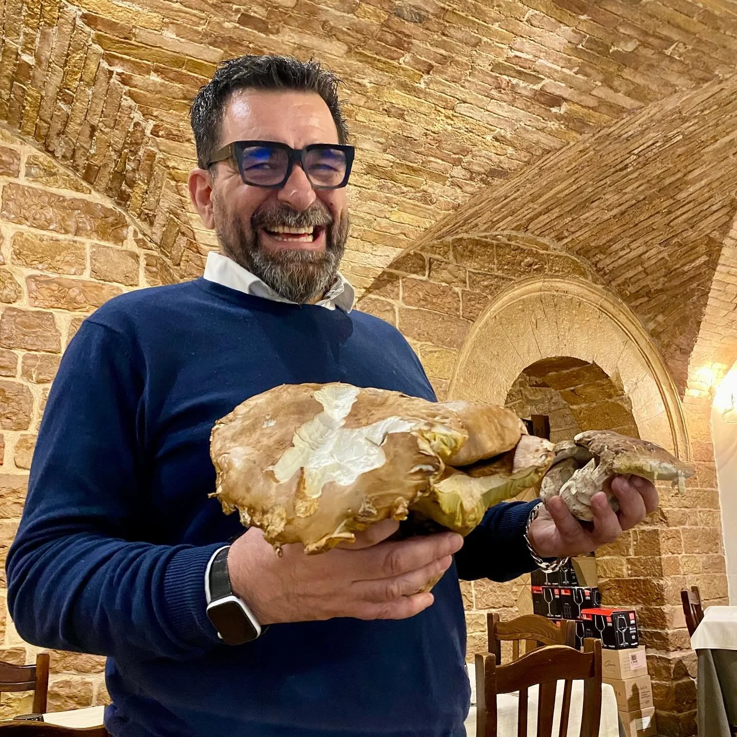 Last year in Spello, I watched a hunter-looking guy sprint past my restaurant table, a basket of massive porcini in hand. Before I could even mourn not snapping a photo, Mirko&mdash;the owner&mdash;appeared, proudly presenting his haul.
Cut to last m