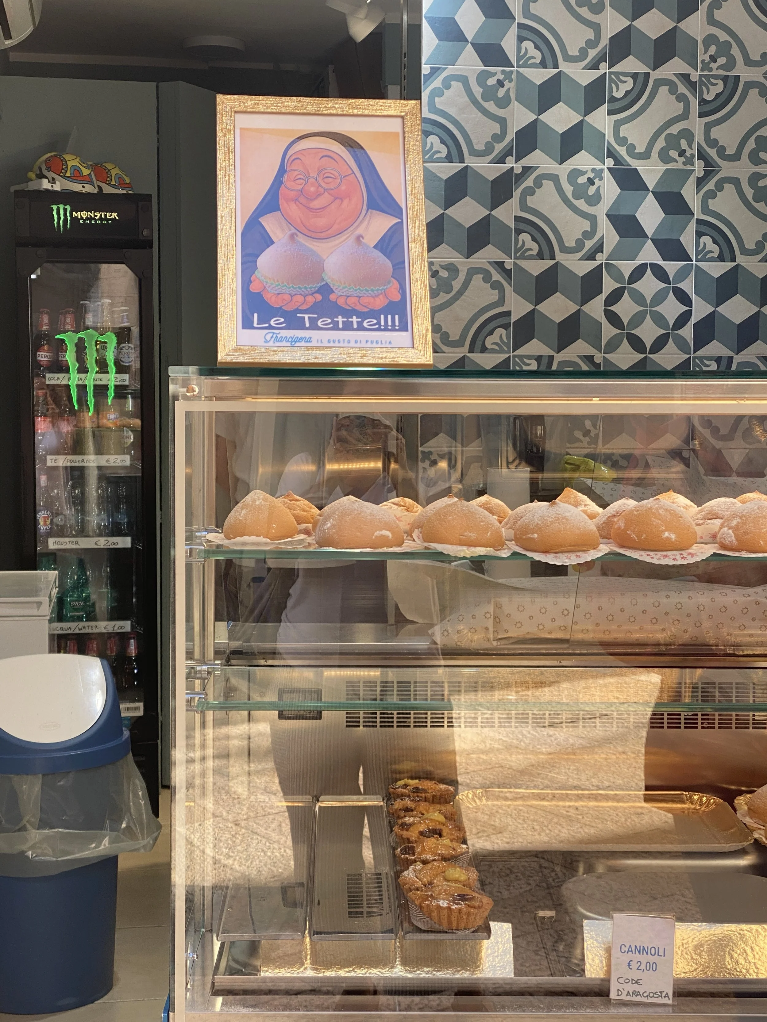 Tette delle Monache pastries for sale in Bari, Puglia