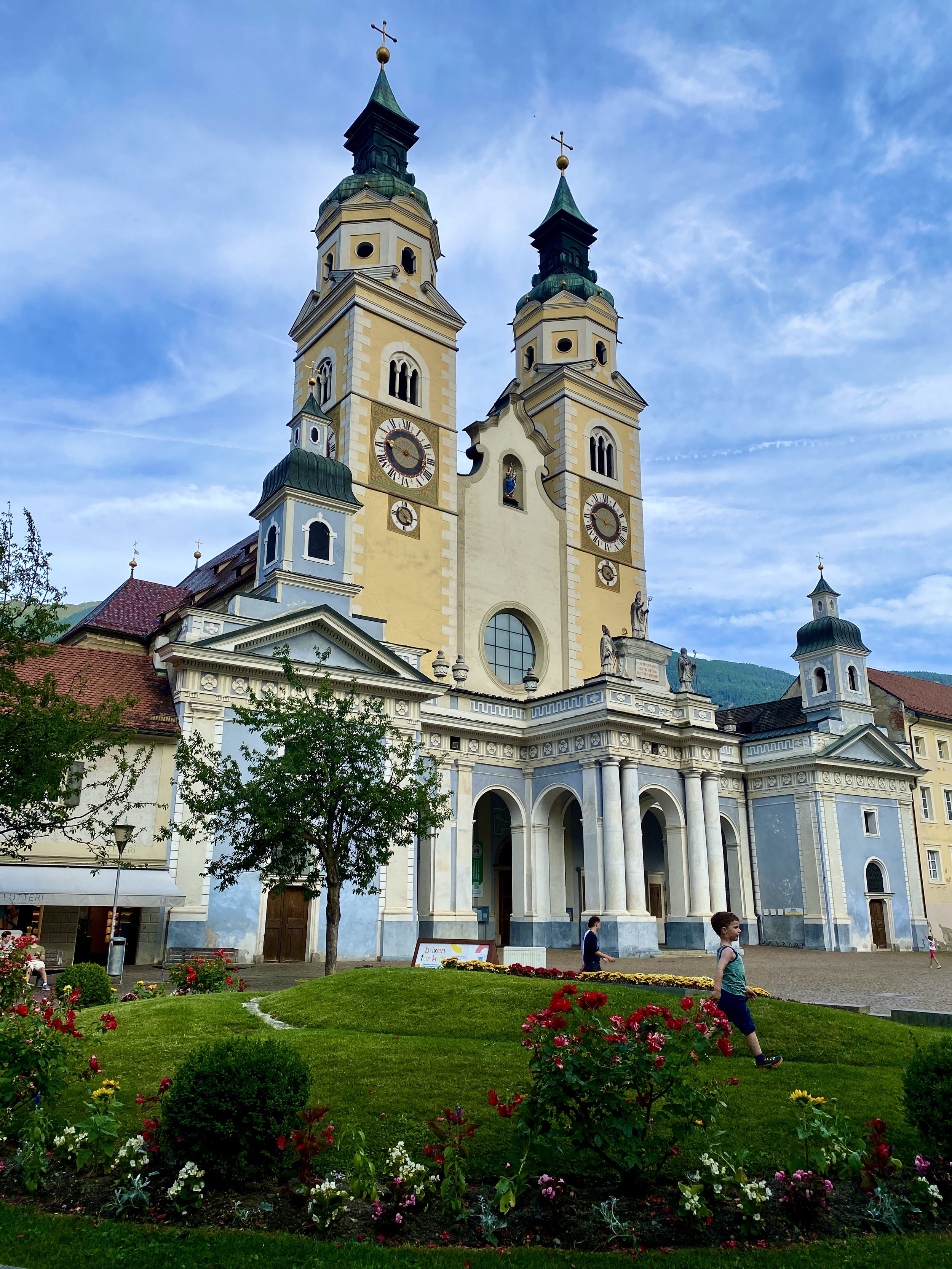 Historic Bressanone town in the Dolomiti, with colorful alpine architecture and piazza