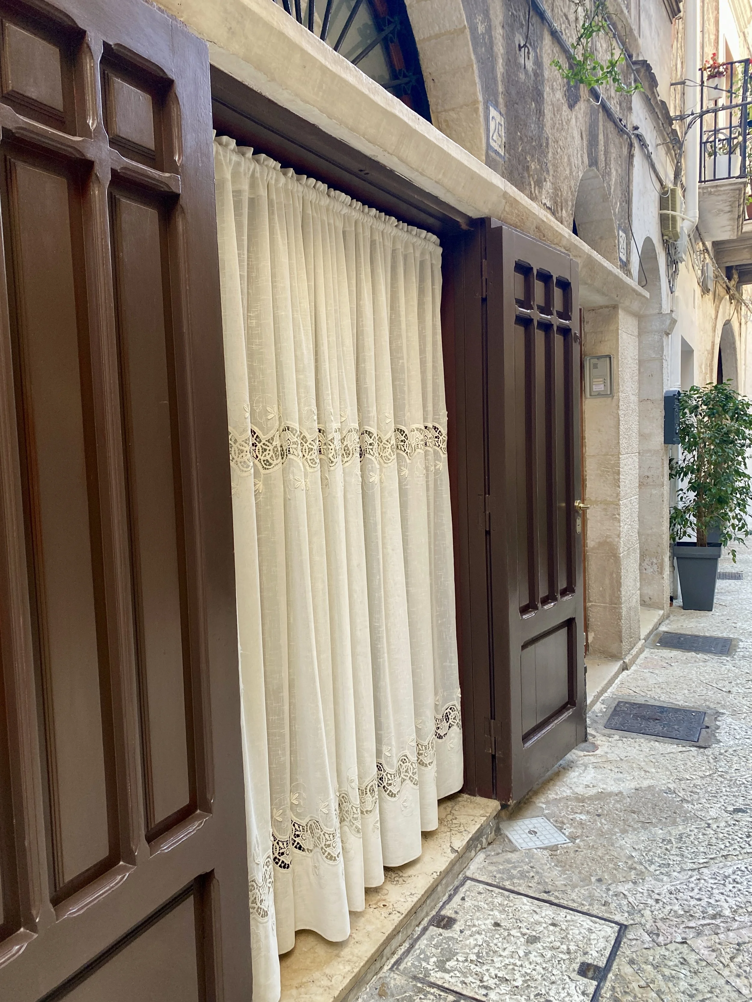 front doors are curtains in bari, puglia