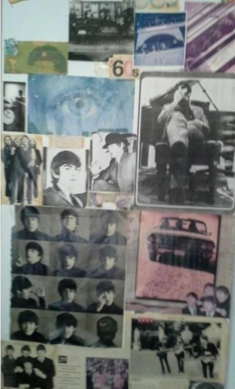 Part of my closet door Beatles collage from my old bedroom.
