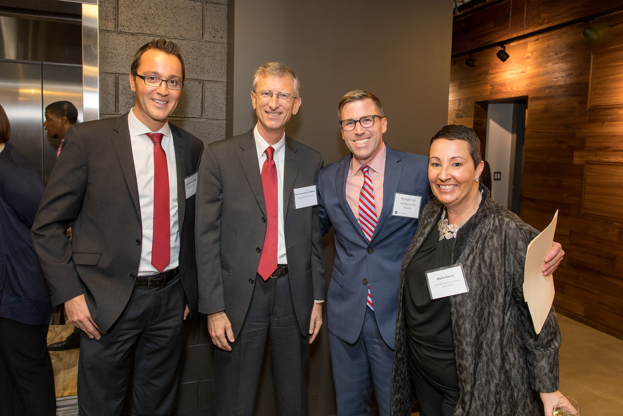 Jan Patrick Eckendorf, Deputy Head of Cultural Section at the Embassy of Germany; Ambassador Laurence Wohlers, YFU USA Board Trustee; Michael E. Hill, YFU USA President & CEO; Gloria Garcia, YFU USA Board Trustee and Celebration Chair