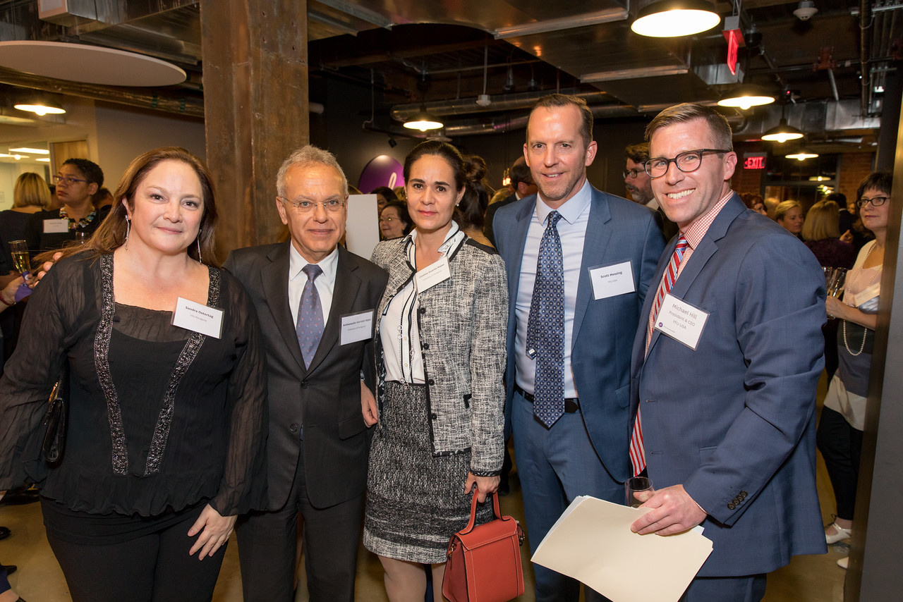 Sandra Ostertag, YFU Paraguay National Director; Ambassador Germán Rojas from the Embassy of Paraguay and wife Cynthia Duarte Rojas; Scott Messing, YFU USA Vice President & Chief Operating Officer; Michael E. Hill, YFU USA President & CEO