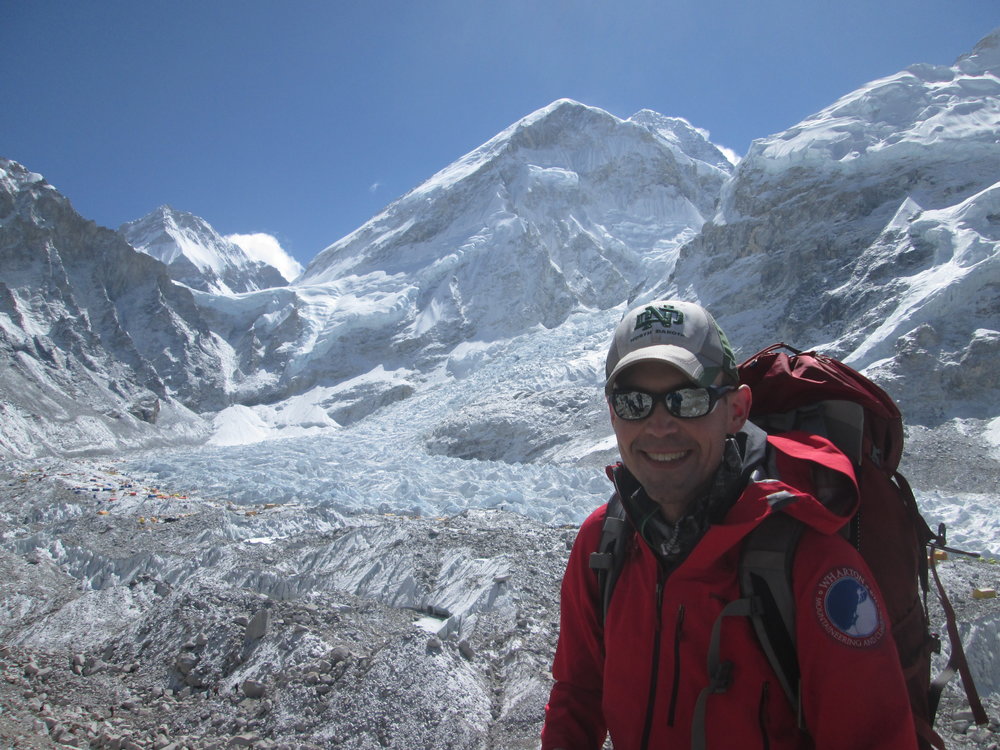 Everest and Everest Base Camp from the Lateral Moraine