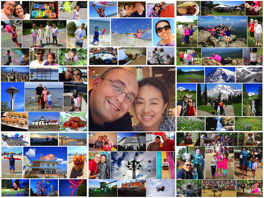 The Best Way to Survive Cancer Is to LIVE: When you find your magic formula, lather rinse and repeat! Another fantastic summer for 2014 is now in the books. Top row, left to right: a Summer Kickoff Color Party that I threw with friends, our first trip to the beach over Memorial Day weekend, and a trip to Shenandoah National Park for the Blackberry Festival with friends. Center, our trip to Seattle and Mount Rainier National Park, which was spectacular. Bottom: One last beach trip with another in between, the County Fair, and the Maryland Renaissance Festival.