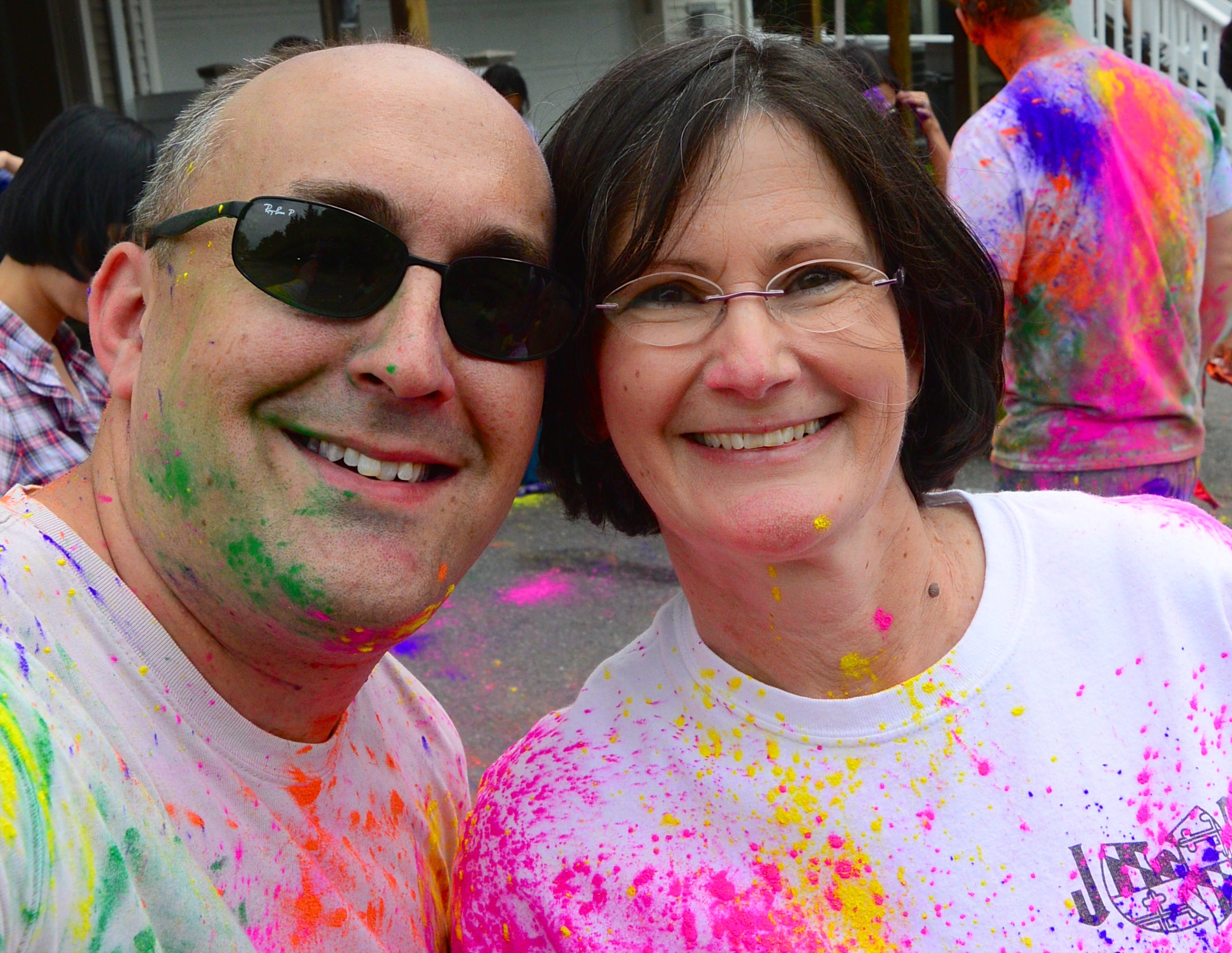 Trish Traylor and I at our annual summer kickoff color party. Oncology nurses are the most amazing human beings ever!