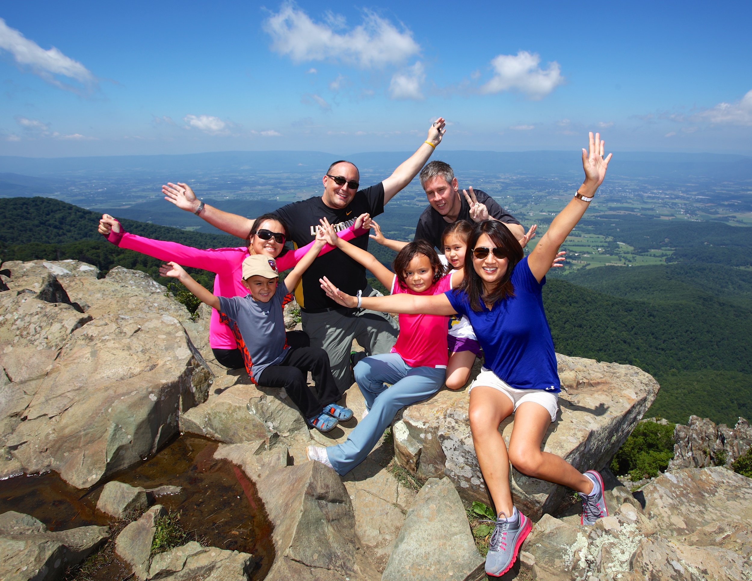 At Stony Man Summit in Shenandoah National Park for the Blackberry Festival, Summer 2014, and at our 2015 Summer Kickoff Color Party (right)