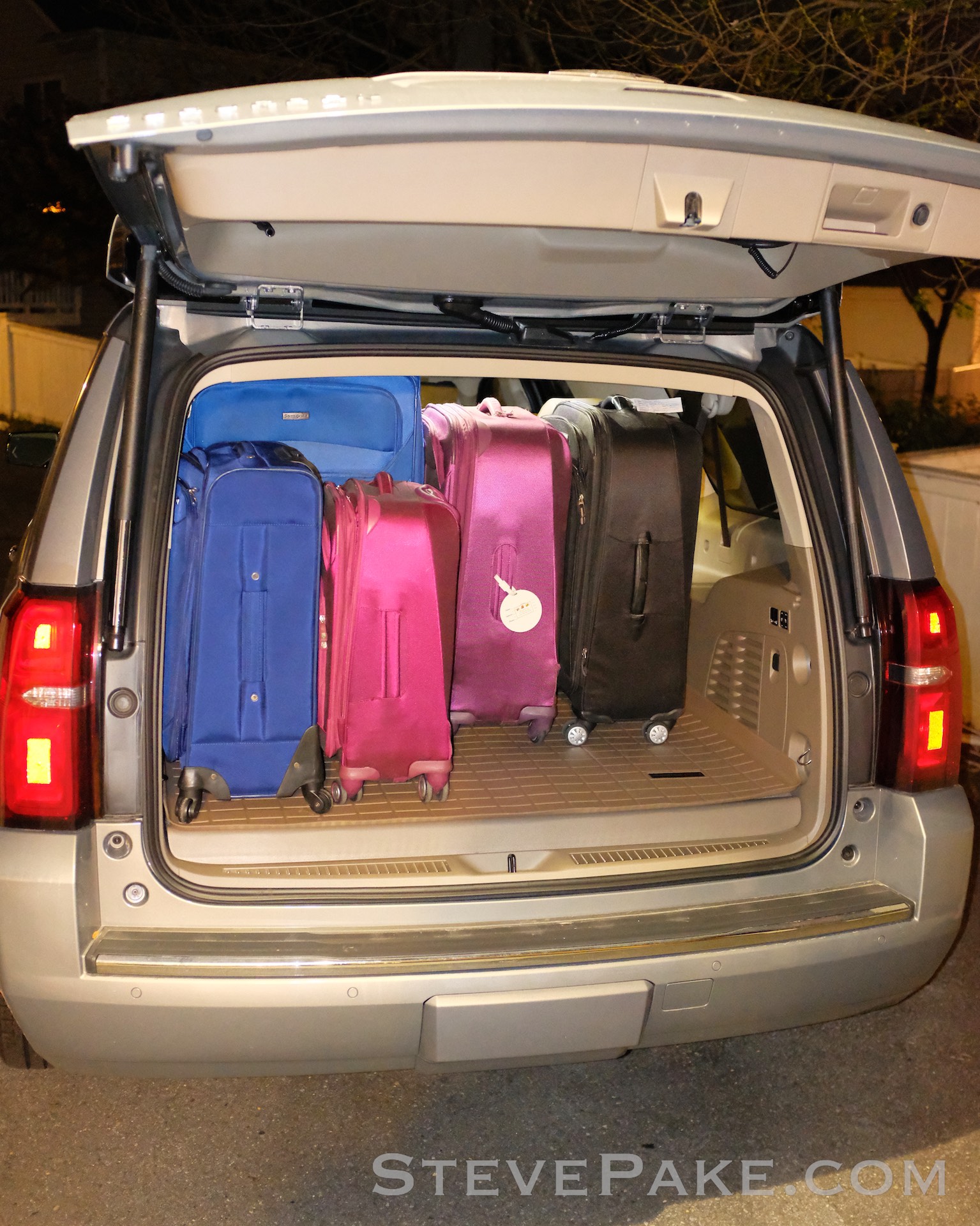 With the same 5 bags, there’s tons of space leftover for even one or two more rigid bags, and more than enough space for our usual complement of duffels, backpacks, and my camera bag.