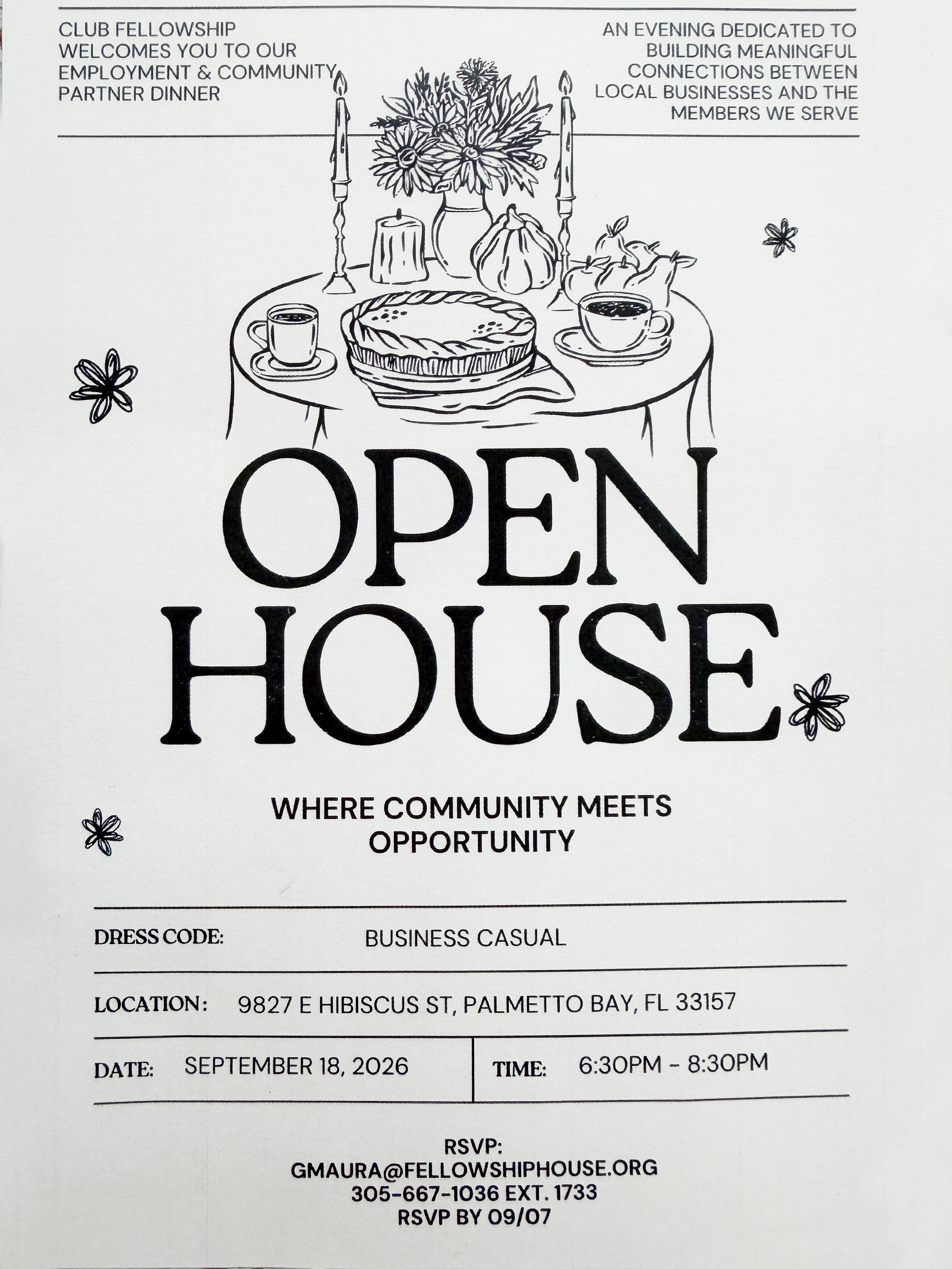 MEMBER PROMOTION: Club Fellowship Open House