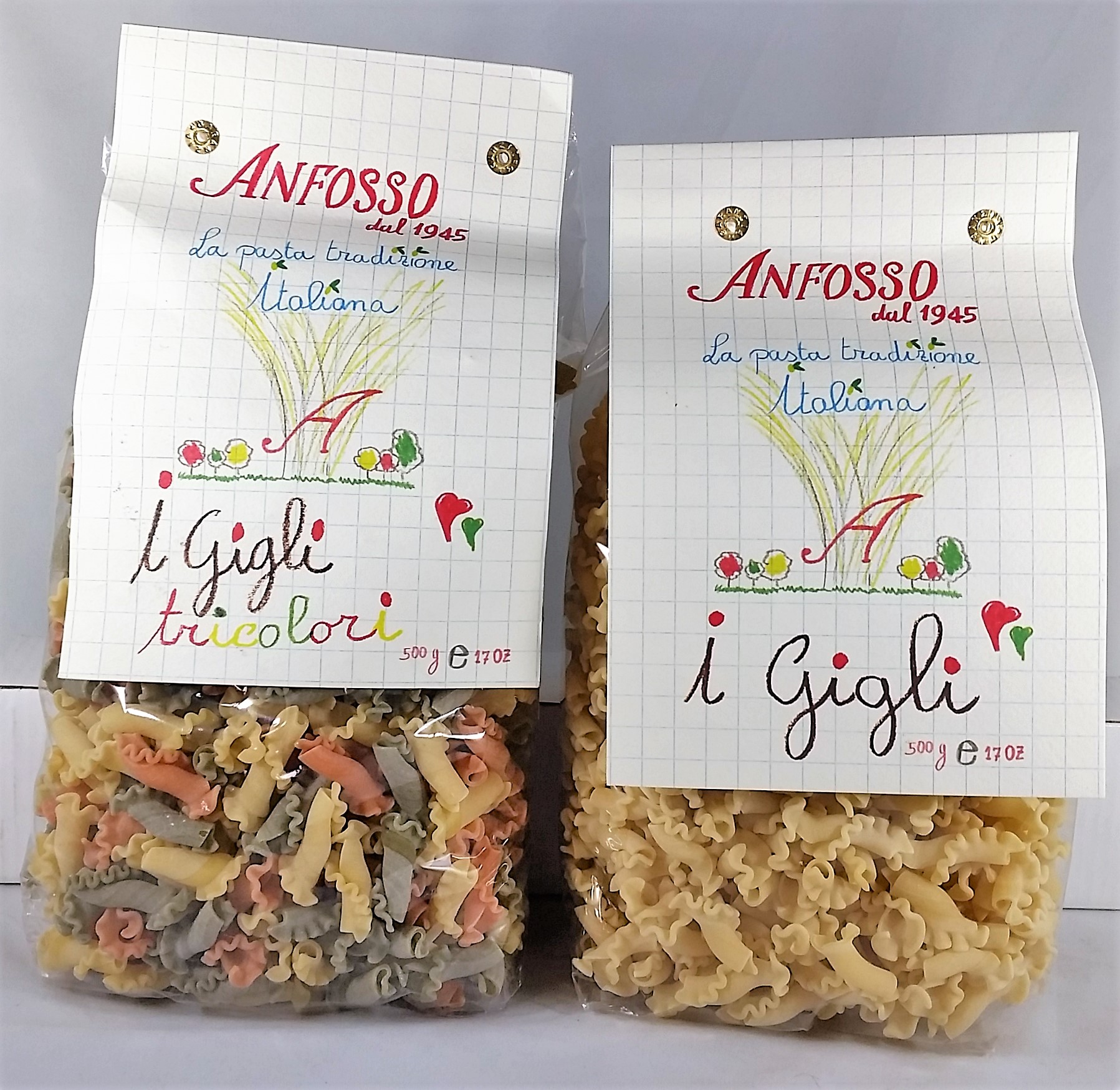 Gigli pasta tricolor and Gigli pasta