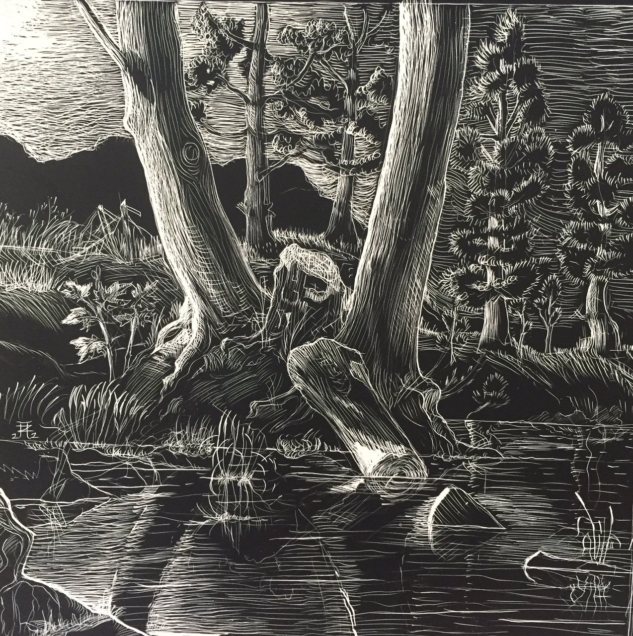 Amie Ziner LifeBox (detail) Scratchboard 6”x 6”, 20” x 16” x 4” , Multimedia , $250