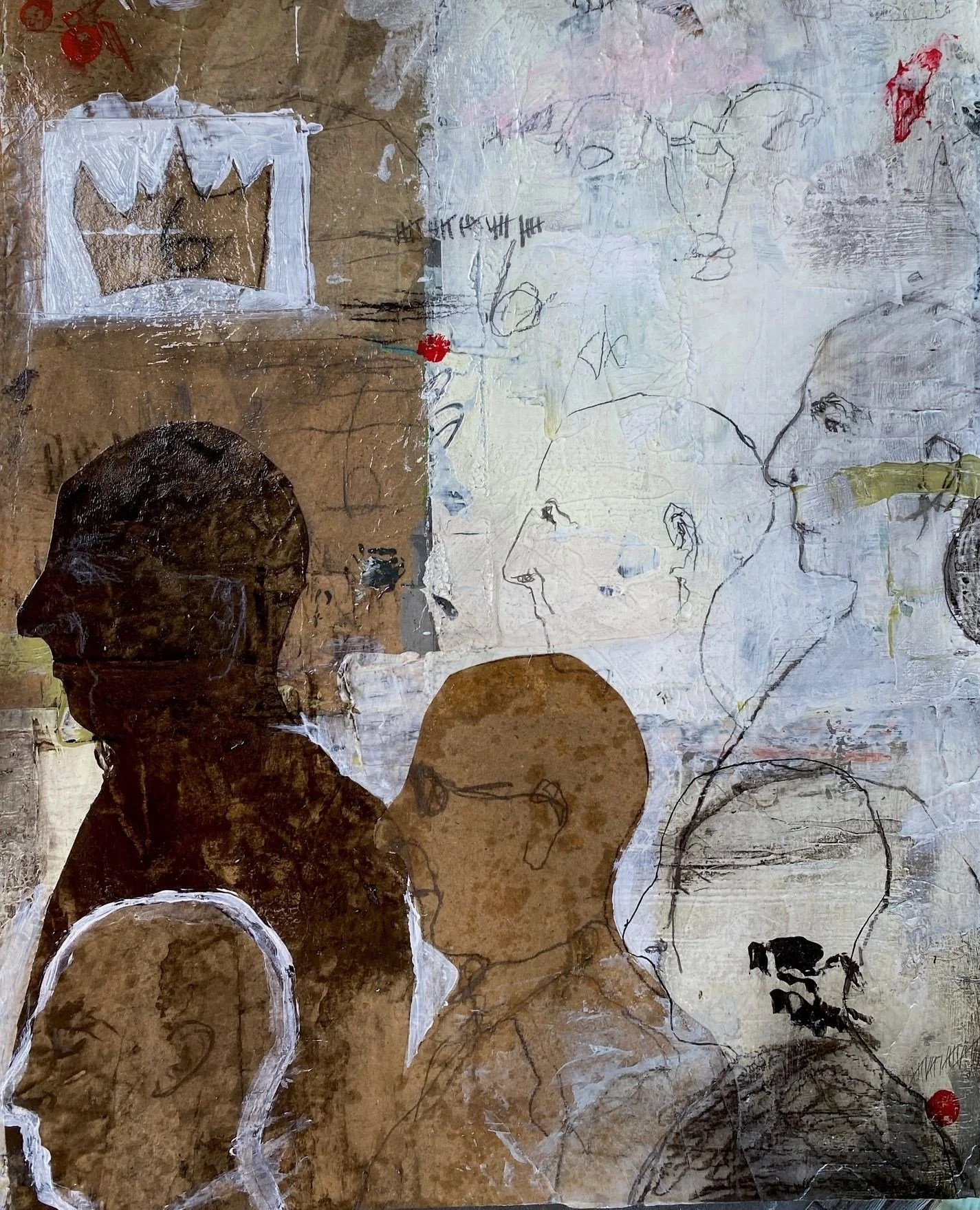 &quot;In Extremis&quot; (The Six, Susanna's and the Elders Series)⁠
Kelley Berg, Acrylic paint, graphite, packing paper, charcoal.⁠
⁠
⁠
.⁠
.⁠
.⁠
.⁠
.⁠
#mixedmediaartist #mixedmedia #collage #handsoff #kehlerliddellgallery #newhavenart #artscouncilnew