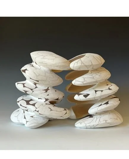 Prize winners! Stoneware by Alex Pope @a.p.artshow  on display in CURRENT, KLG's 10th annual juried show, thru Feb 1.⁠
⁠
Tho quite fantastic on their own, the environment in which these sculptures are placed makes them practically levitate; so come b