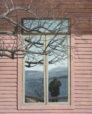 Connor Fitzsimmons @connormookiefitzsimmons in CURRENT, our 10th Annual juried show, on view until February 1st. "Window near Lake Champlain" is a painting, 30x54" oil on canvas, that commands your view. ⁠
⁠
KLG hours: Fri - Sun, 12-5p