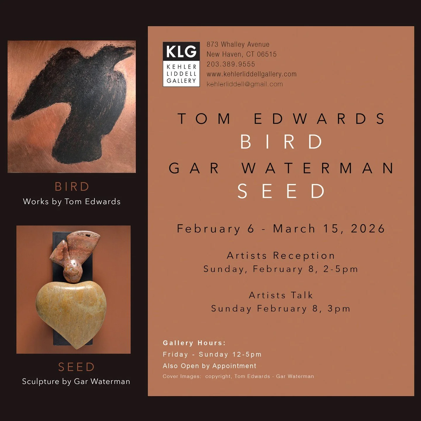 BIRD  Tom Edwards⁠
SEED  Gar Waterman @garwaterman⁠
⁠
New Show Alert!!! Should you visit KLG this Friday you would be in the first wave of admirers of our next show! ⁠
⁠
ADDITIONALLY,  this 1st Friday of February, KLG and other Westville biz (see pos