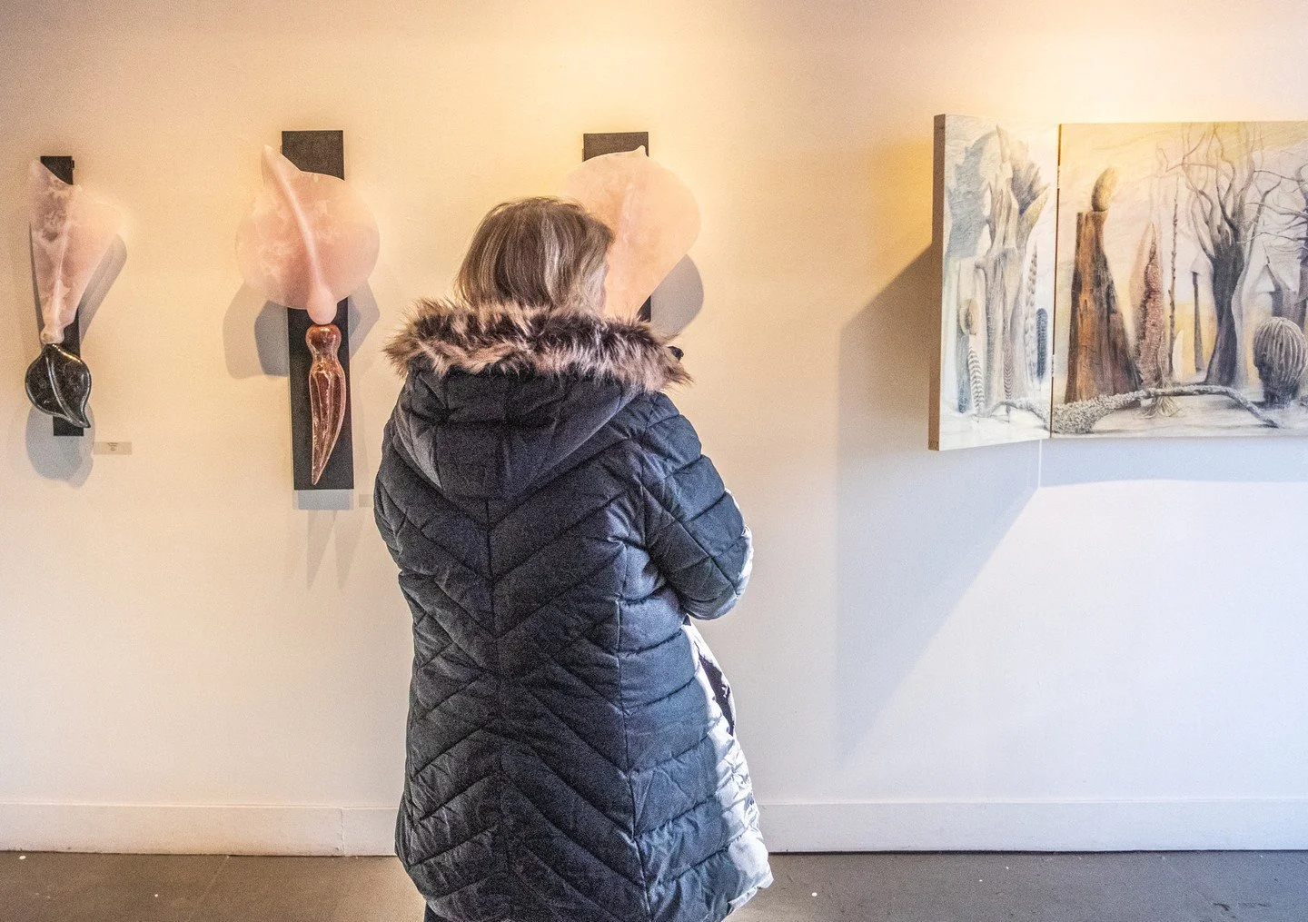 We love watching visitors soak up the incredible work in our gallery! In case you don't know what we are showing now, find out now and plan your visit by March 15th. Gallery Hours:  Fri-Sun 12-5pm⁠
⁠
BIRD by Tom Edwards⁠
62 works, including paintings