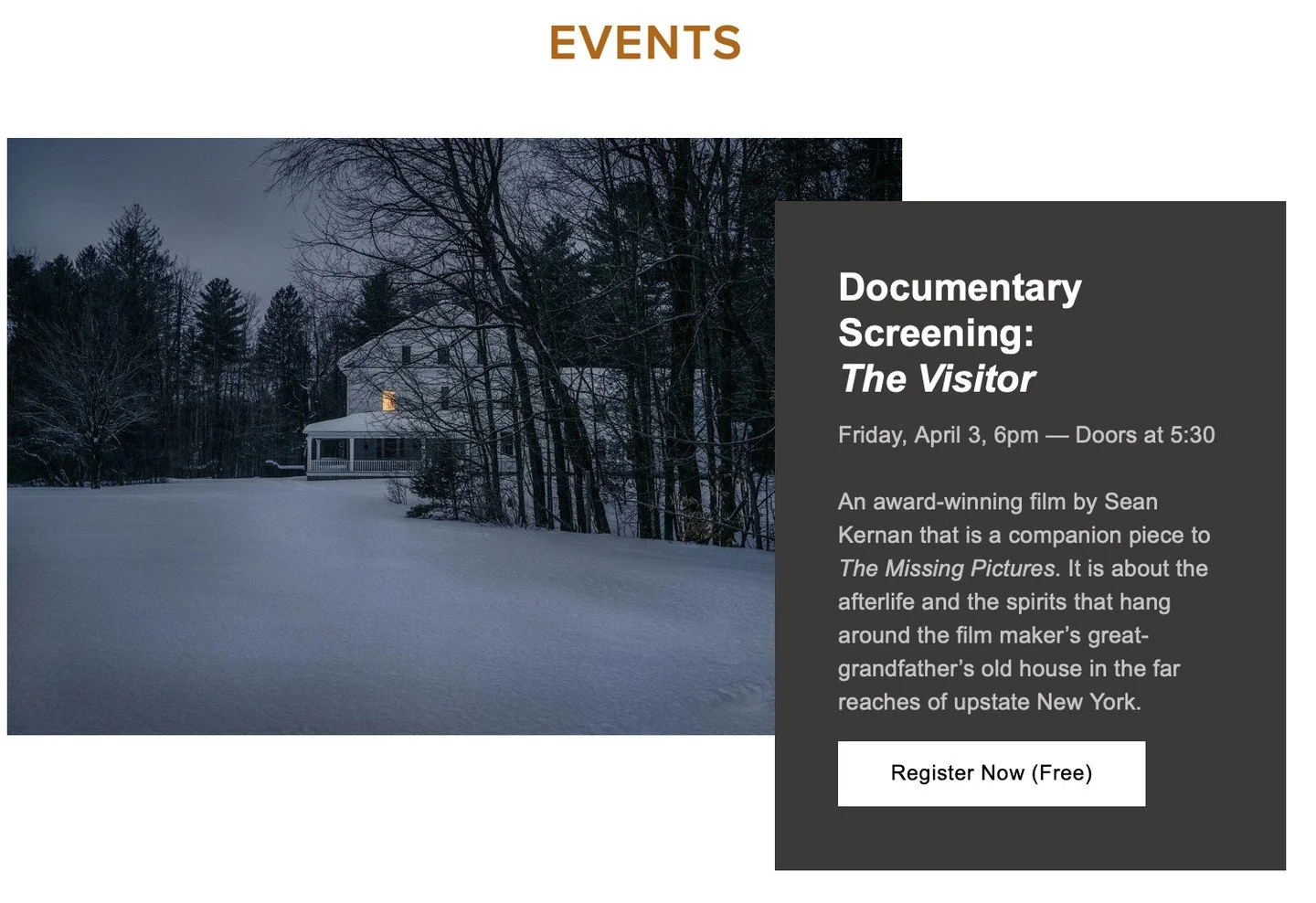 This Friday night at KLG! Documentary screening of Sean Kernan's film. Doors at 5:30. Showtime at 6pm. please register⁠
⁠
https://www.eventbrite.com/e/the-visitor-documentary-film-screening-by-sean-kernan-tickets-1985337025487?utm-campaign=social&amp