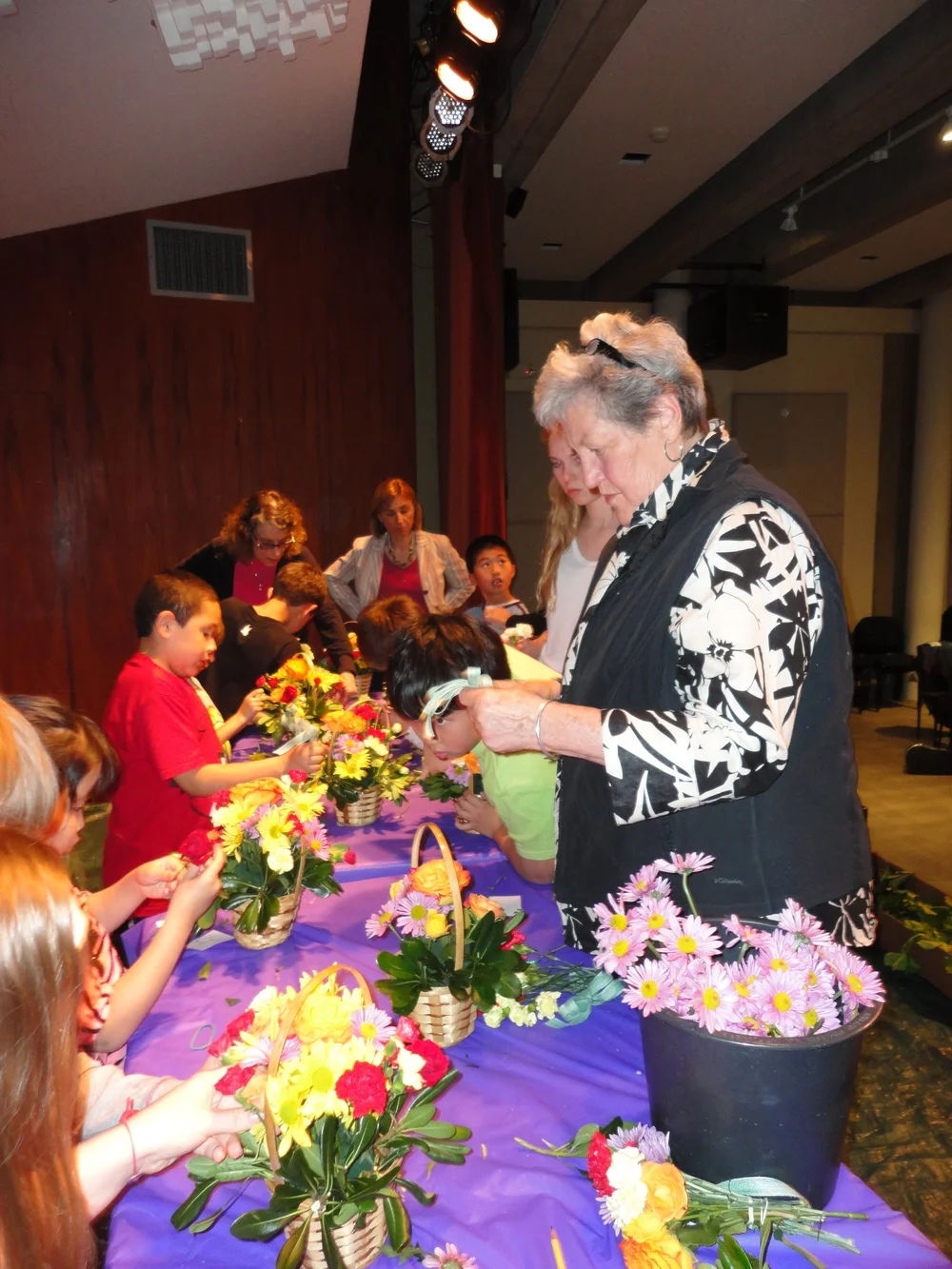 After school program - students creating Mother's Day floral craft with local florist.
