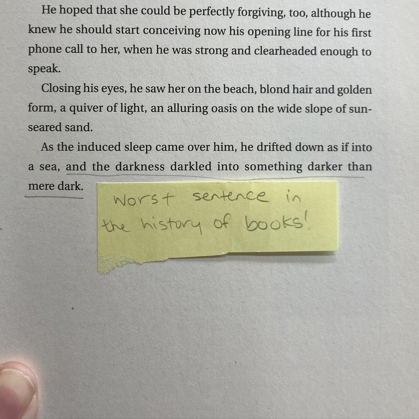 Darkled? Sorry Dean Koontz, but whoever wrote this note has a point.