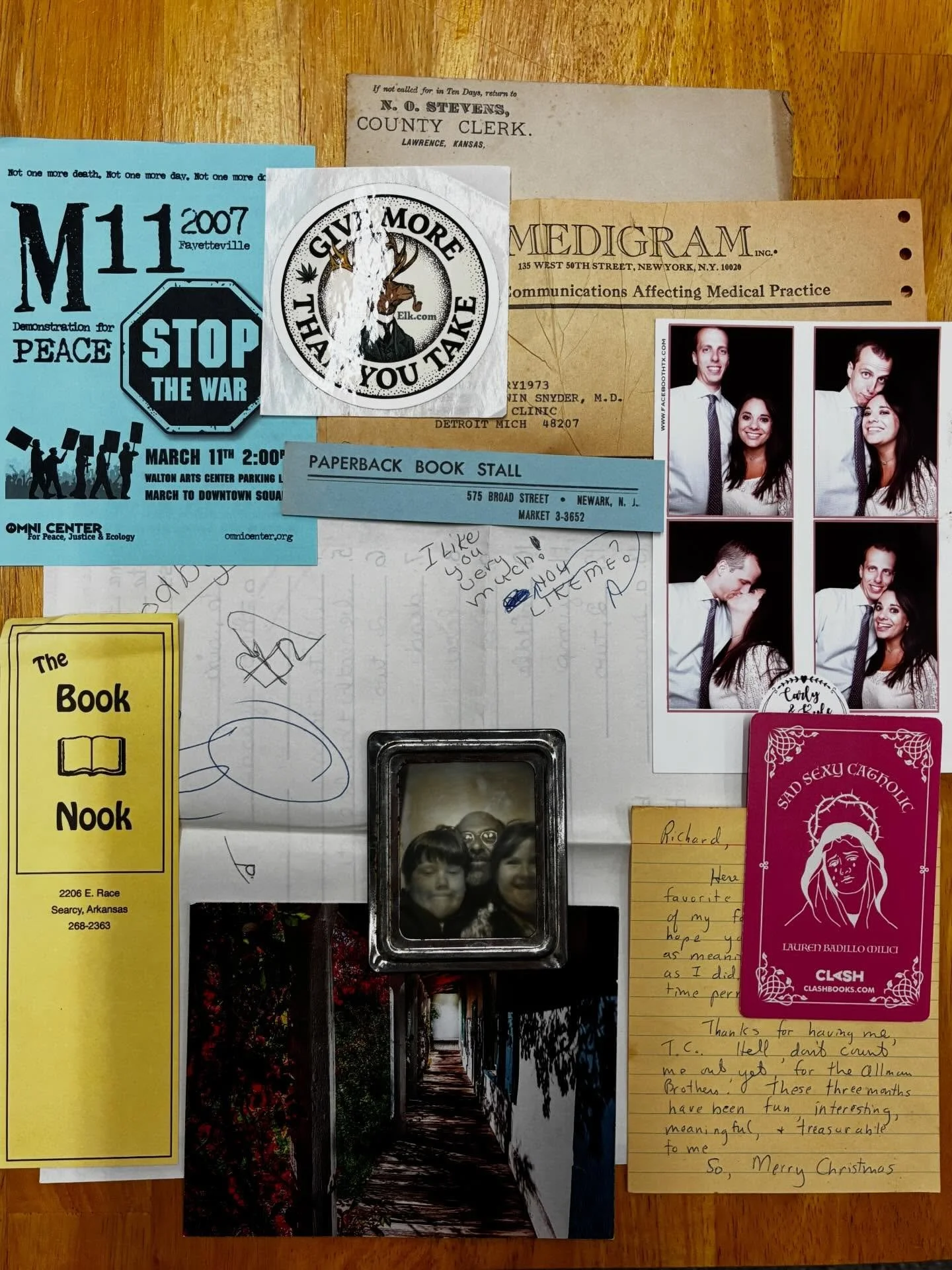 You may have heard that we buy books every day but Sunday, and that in these books we find some lovely ephemera used as bookmarks, left behind by their previous owners, and that we share the exceptionally interesting or unique pieces here on Wednesda