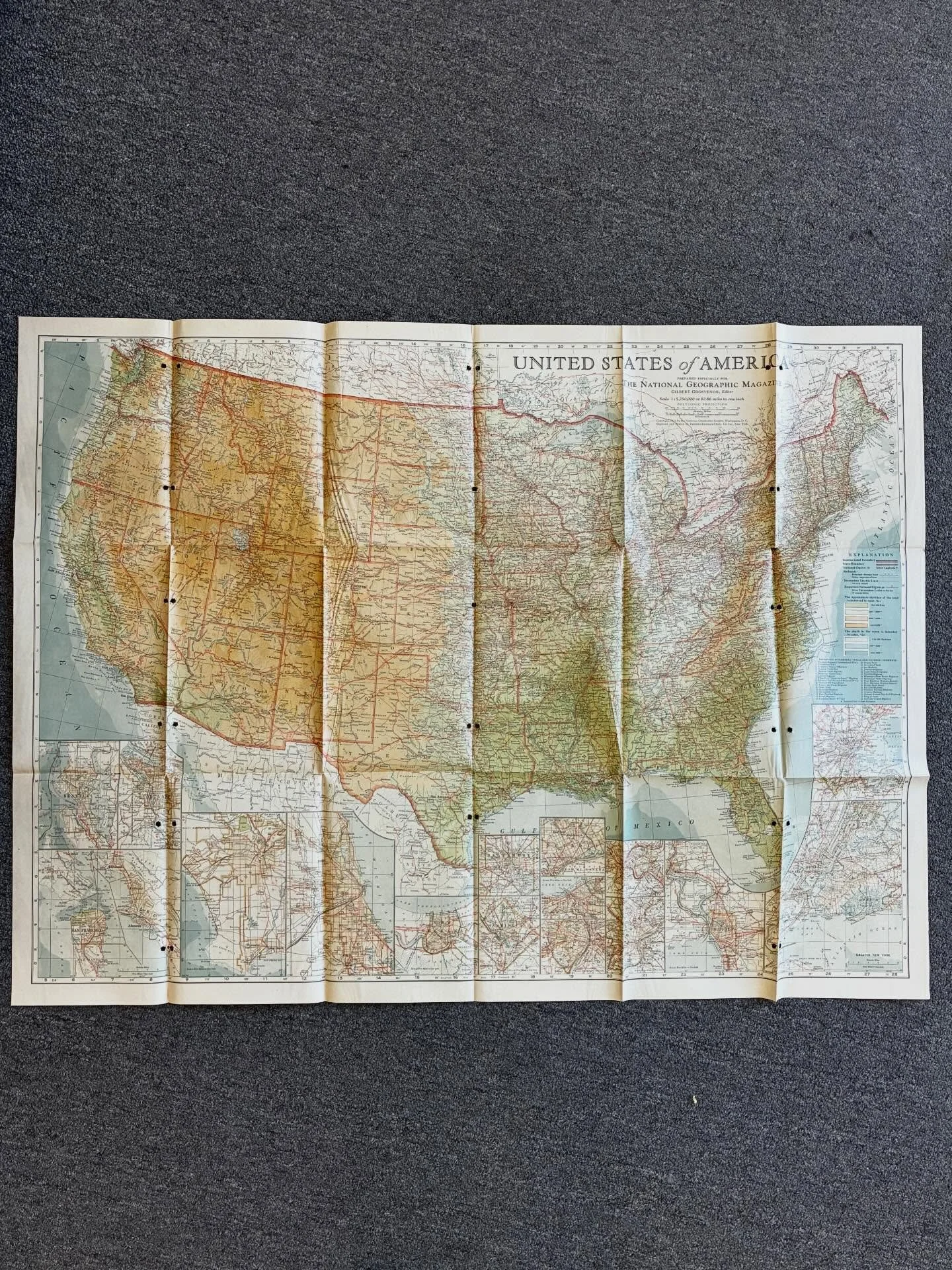 1923 36 x 28 inch National Geographic map of the United States. All 48 states! 

$6.50, drop by or give us a call to purchase.