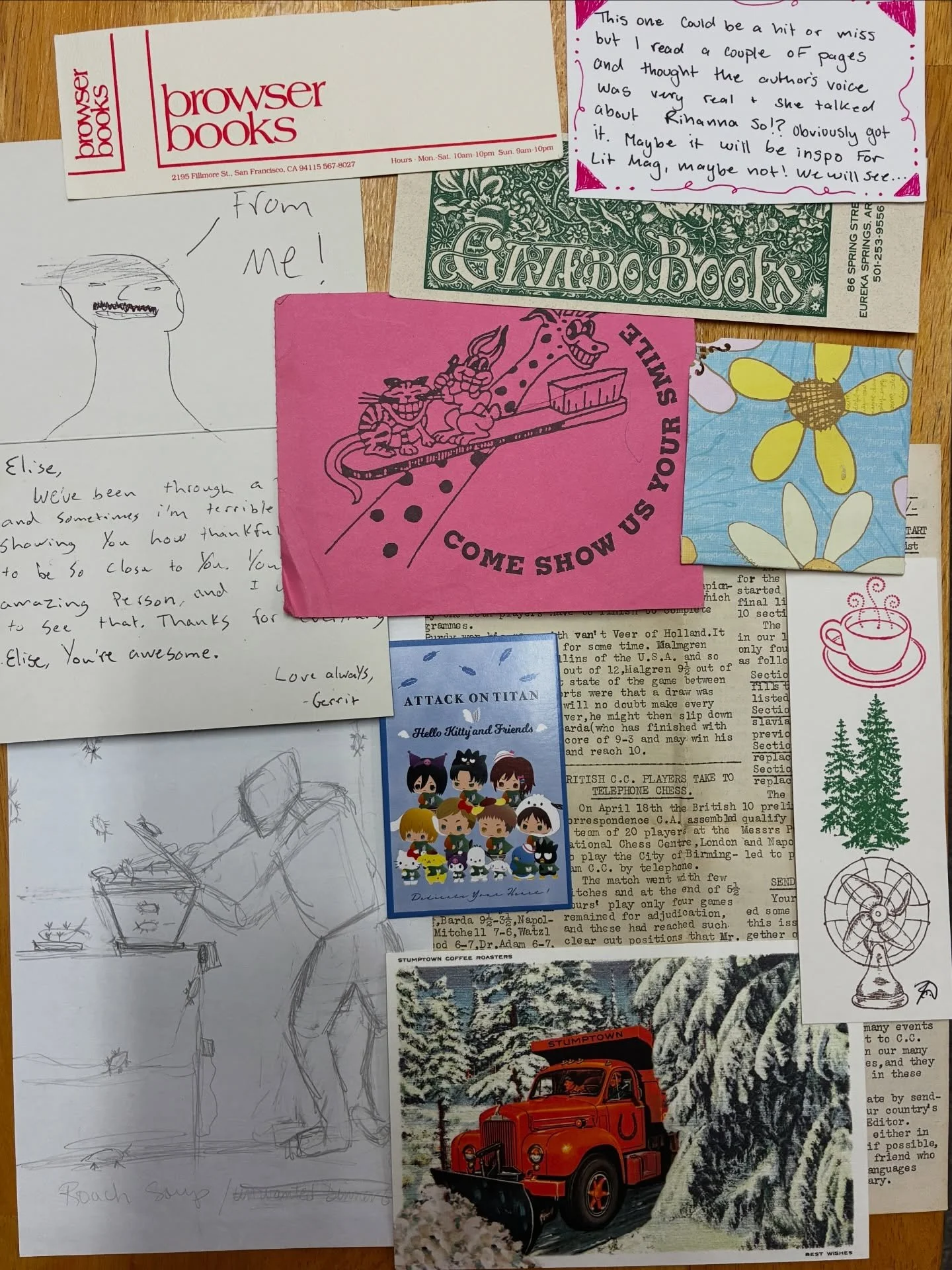 Goooood morning y&rsquo;all! Here are some of the fun things we found in books this week, featuring: roach soup, Gazebo Books (no phones allowed in there!), teeth brushing animals, chess correspondence and more
