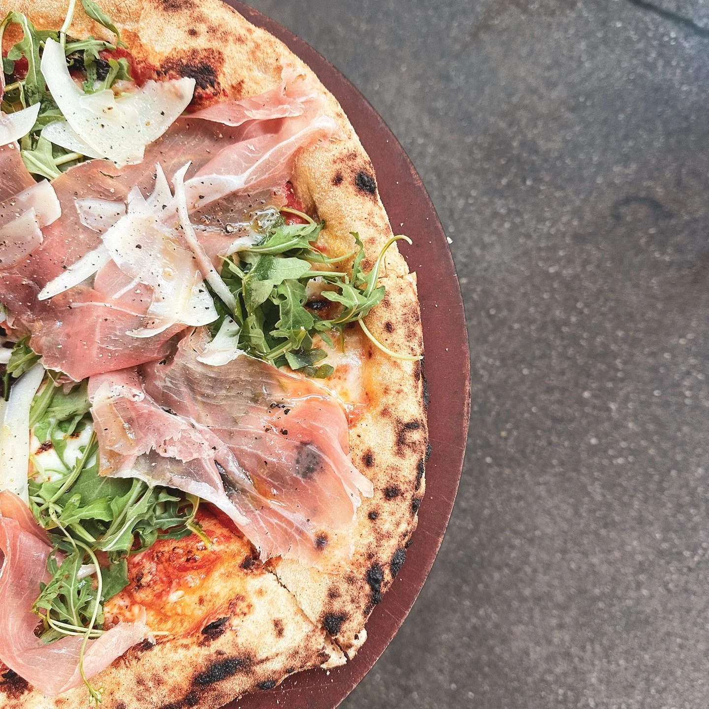 Our artisan pizzas are fired in our Marra Forni brick oven &mdash; see that char, hear that crackle. This is our pizza Prosciutto &mdash; unforgettable. 🍕 #PizzaNight #BrickOven #SeattleEats #ArtisanPizza #SeattleFoodie #CinqueTerreSeattle