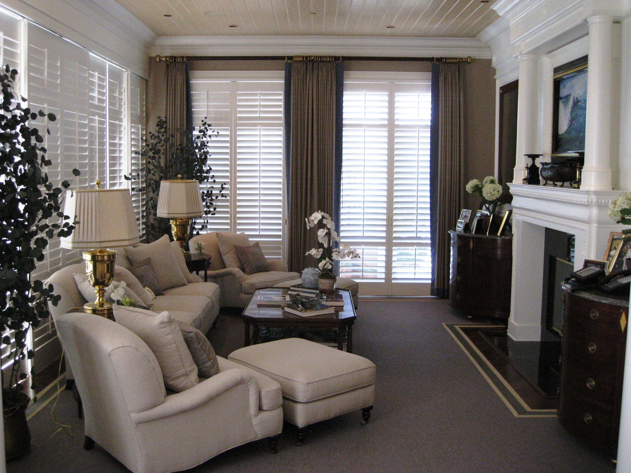  Boca Raton. Guest House Custom Fireplace Paneling and Curtains 