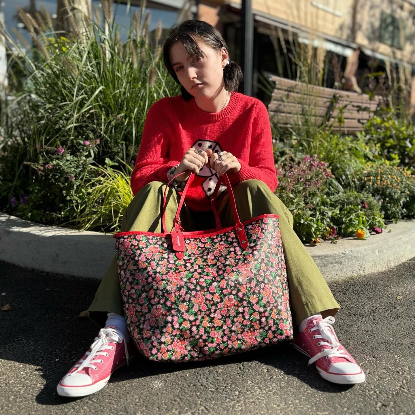 What&rsquo;s new this week at Greene Street? Roll the dice and find out 🎲 

Shop the look:

Designer peony print tote: $68.95

Designer alpaca wool sweater with dice: size small, $34.95

NWT baggy Levi&rsquo;s: size 27, $23.95

Converse red lowtops: