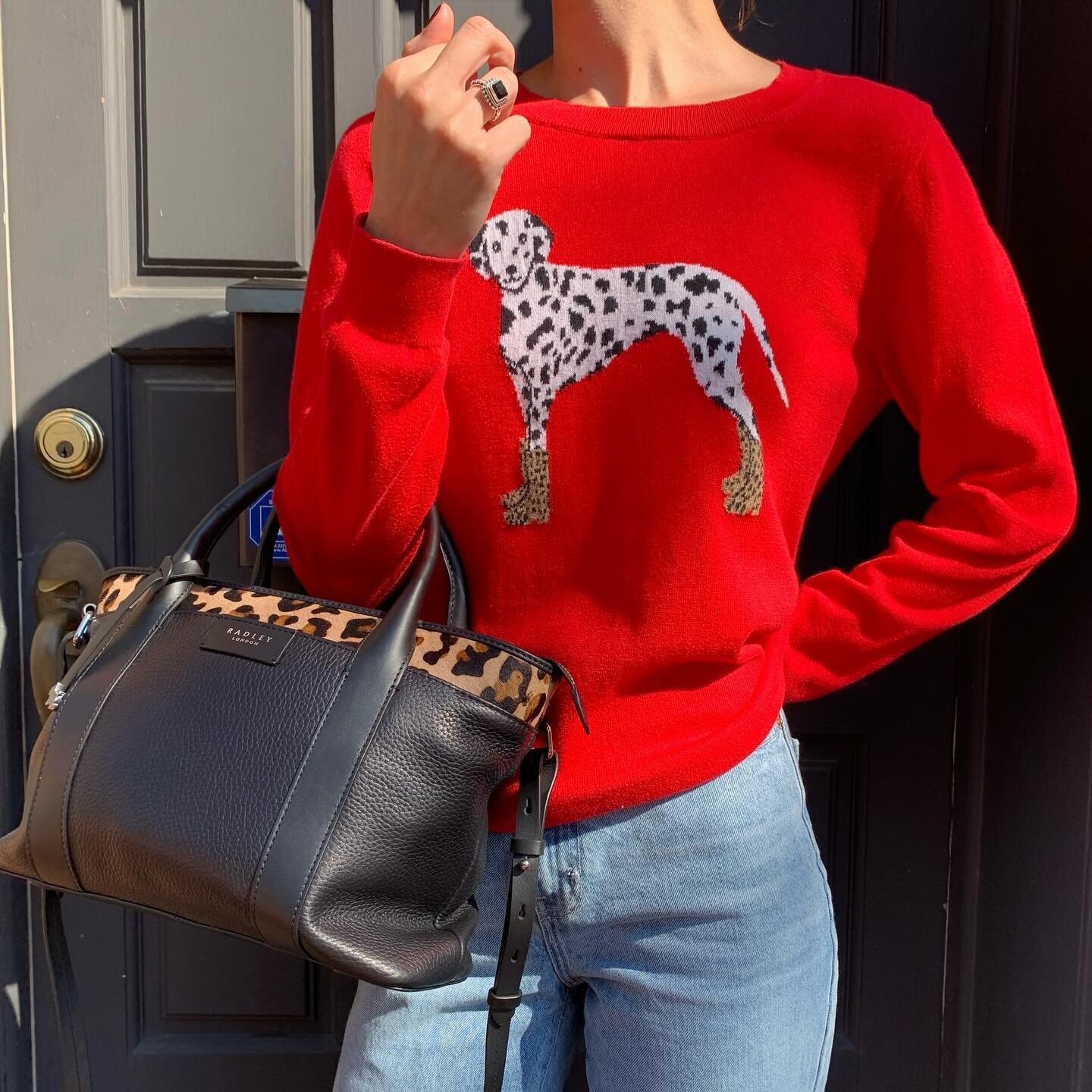&hellip;and we have plenty more red sweaters where that came from ❤️🖤❤️

Shop the looks:

NWT Designer Leather &amp; cheetah print bag: $86.95

J Crew Dalmatian sweater: size medium, $22.95

Designer calf hair loafers: size 7, $78.95

@greenestreetr