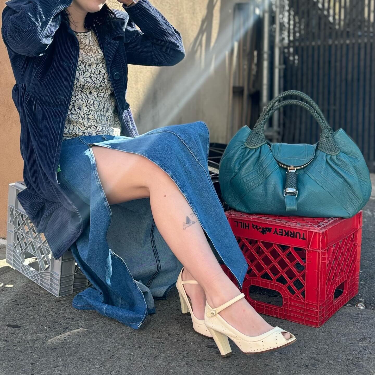 We manifested a blue sky with today&rsquo;s look. Bring these blue beauties home with you &amp; have perfect weather foreverrrr (not actually guaranteed, but you will be very happy!!)

Shop the look -

Designer bag: $700.95

Designer Mary Jane peep t