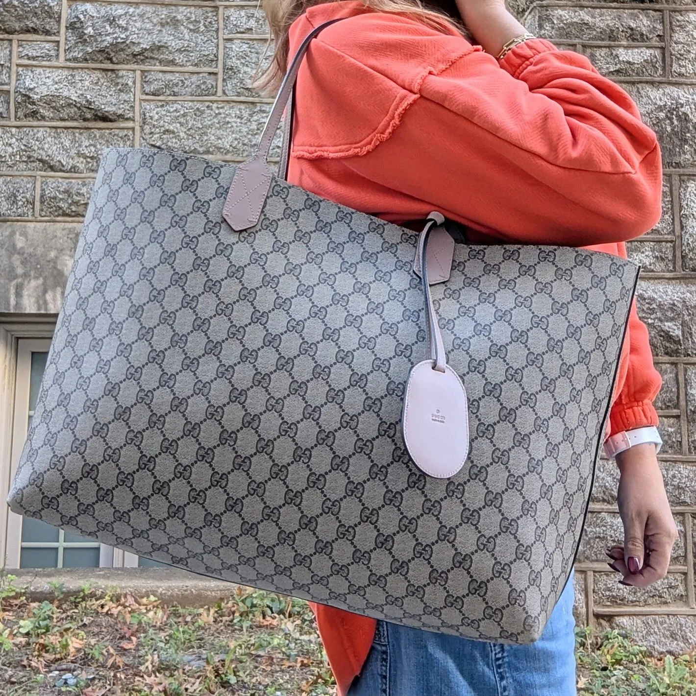 🌟Gucci🌟 Supreme monogram large reversible tote bag! Just in at @greenestreetprinceton 
$725.95
✅Authenticated via Entrupy
Call or email us for inquiries!
📞609-924-1997
📧princeton@greenestreet.com
