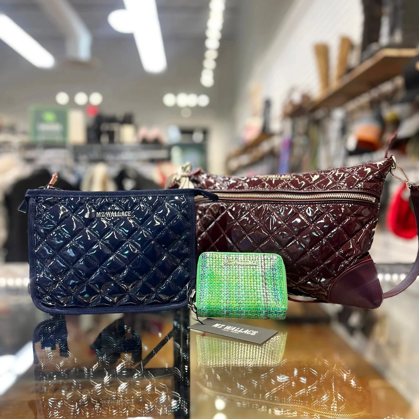 New MZ Wallace finds from @greenestreetenglisvhillage!✨

&bull; Burgundy bag $60.95
&bull; Navy NWTs quilted bag $42.95
&bull; Green NWTs woven wallet $52.95

Call or email us for inquiries!
📞267-468-7531
📧englishvillage@greenestreet.com