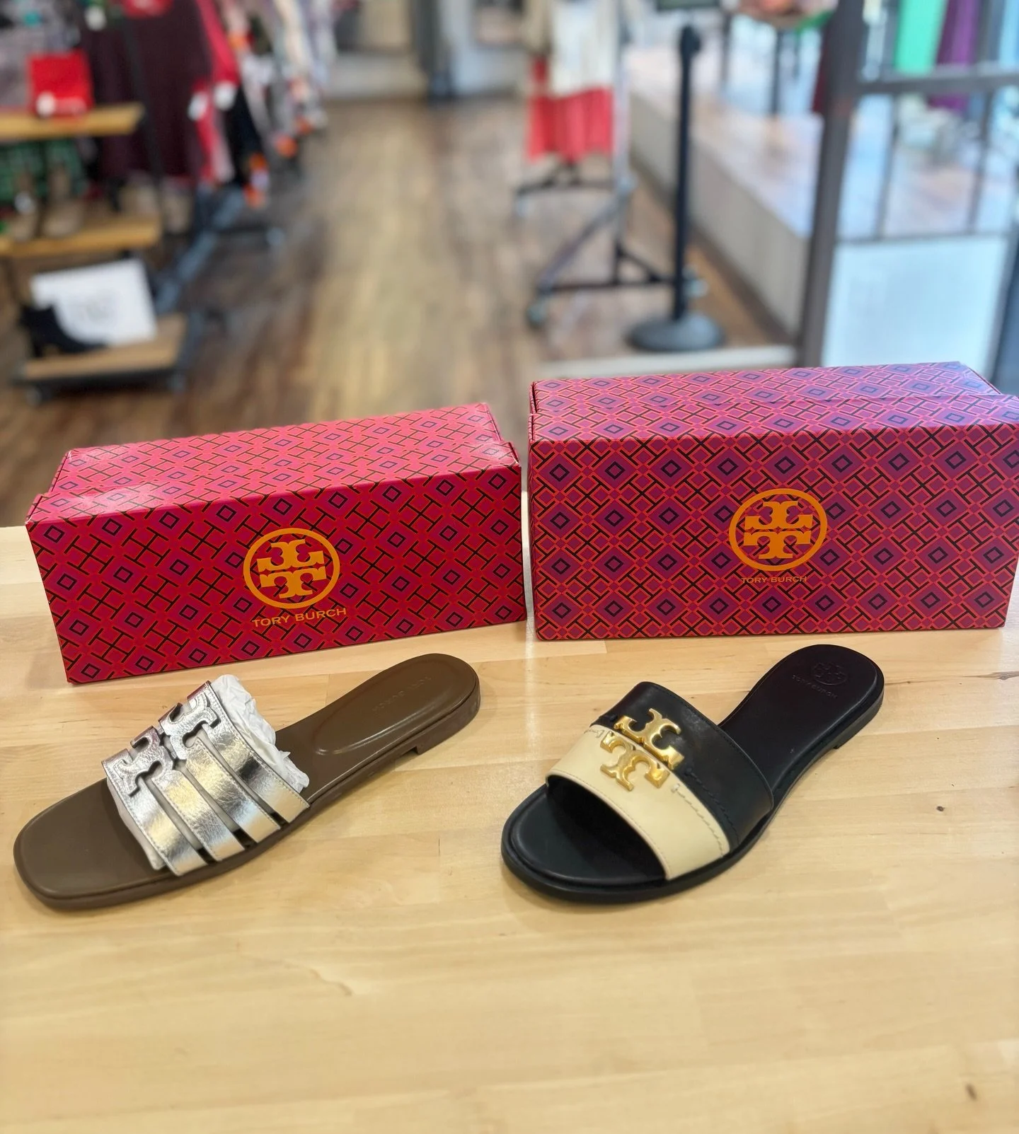 New in at @greenestreetsouthstreet this week!✨

Silver Tory Burch sandals: Size 9 $68.95
Navy &amp; creme sandals: Sizse 9 $78.95

Email us for inquires!
📧southstreet@greenestreet.com