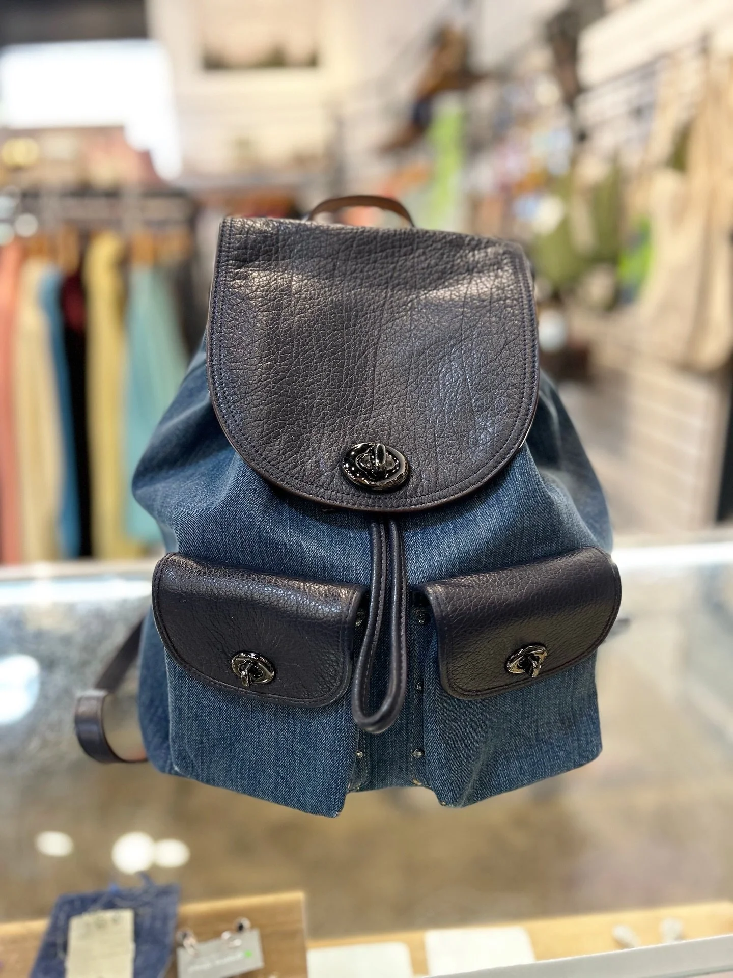 We&rsquo;re loving this little denim backpack cutie!🎒💙New in at @greenestreetgateway

$110.95

Email us for inquiries!
📧gateway@greenestreet.com