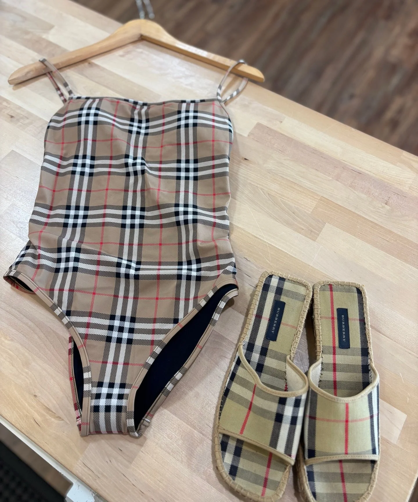 New Burberry finds from @greenstreetsouthstreet

&bull; Swimsuit size S $200.95
&bull;&nbsp;nova check espadrille slides size 39 $100.95

Email us for inquiries!
📧southstreet@greenestreet.com