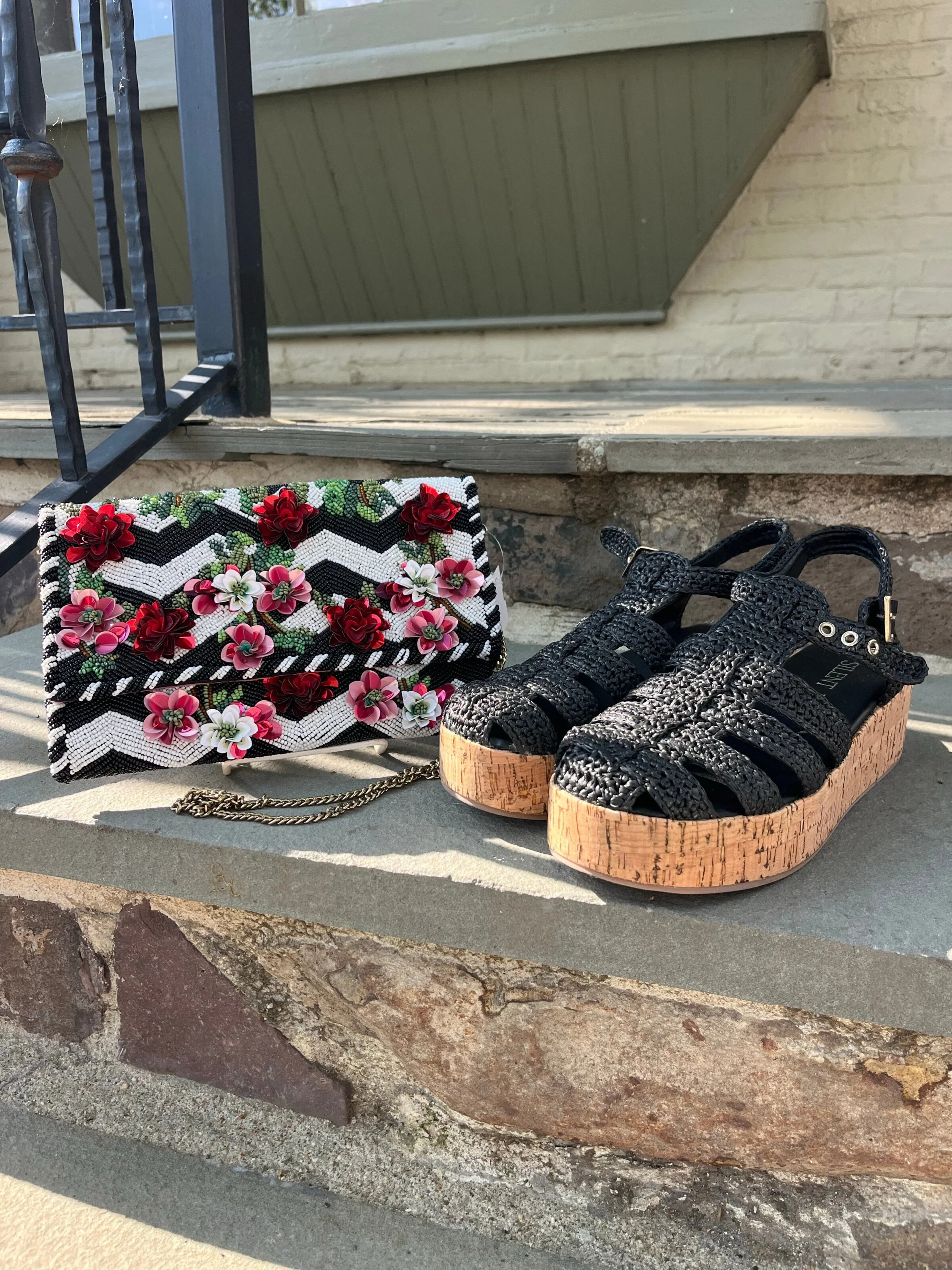 Cute new accessories hitting the sales floor at @greenestreetlambertvillenj!✨

&bull; Black sandals size 39 $40.95
&bull; Anthro&nbsp;beaded bag $38.95

Email us for inquiries!
📧lambertville@greenestreet.com