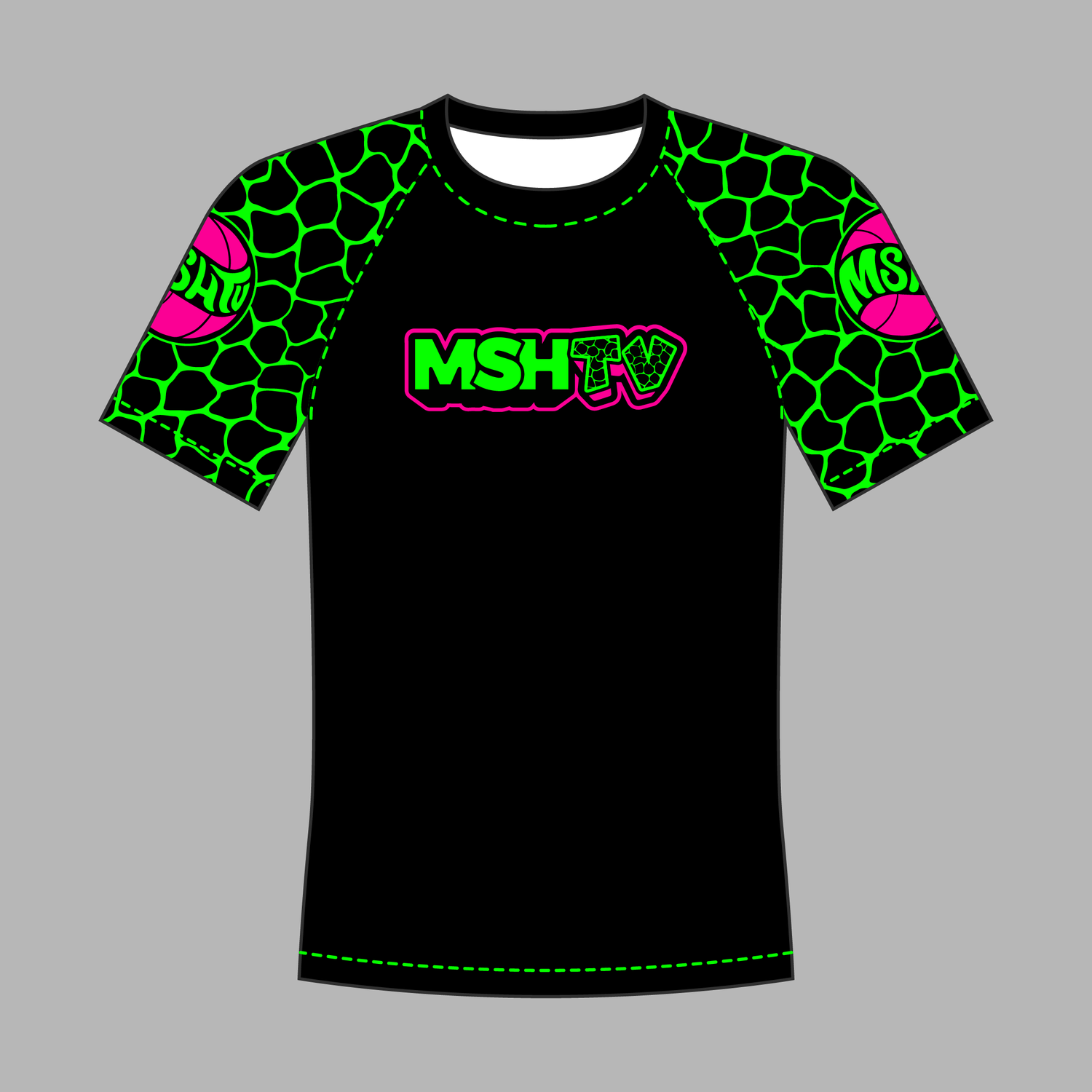 MSHTV Compression Shirt Black and Green Print — MSHTV Clothing