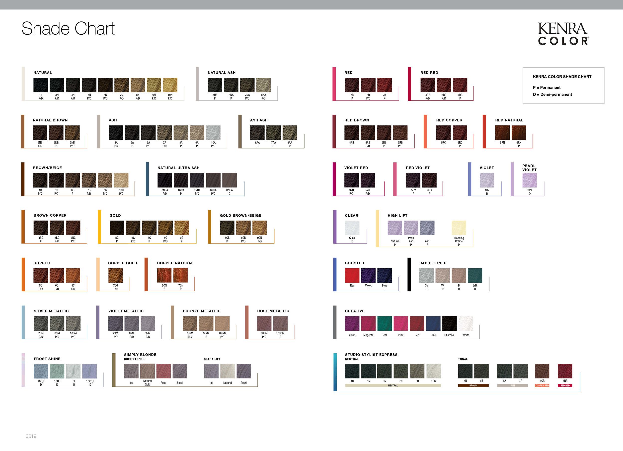 Full Shine Color Chart