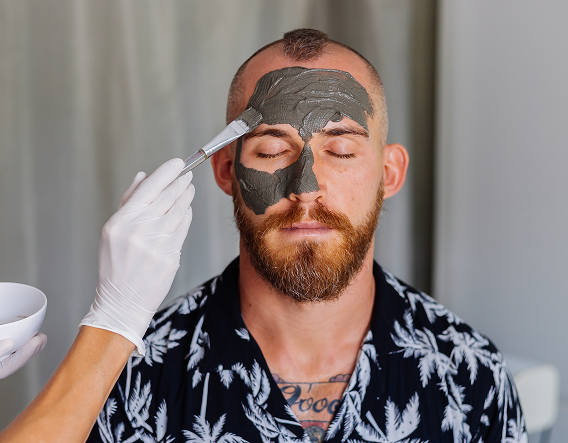 A man undergoing an advanced facial procedure demonstrates a planned series of chemical peels to achieve deeper correction and support collagen.