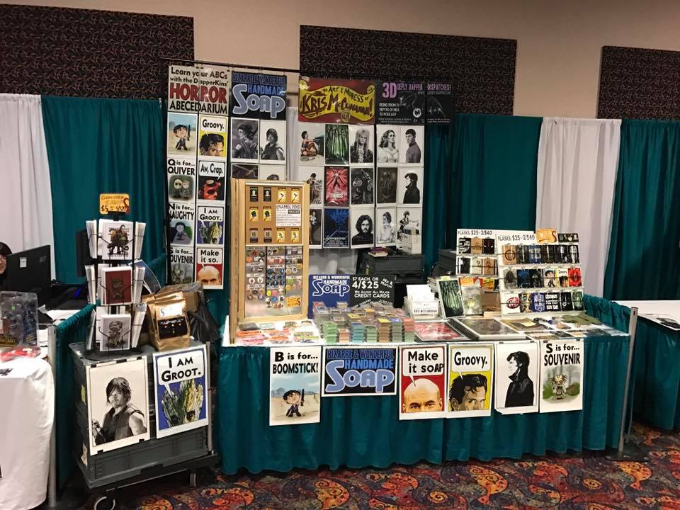 "My place is usually tidier than this..." ...My Hodge-podge Table at Rocky Mountain Con - I can't wait for you to see the new banners and table layout we've readied for Plant Comicon!