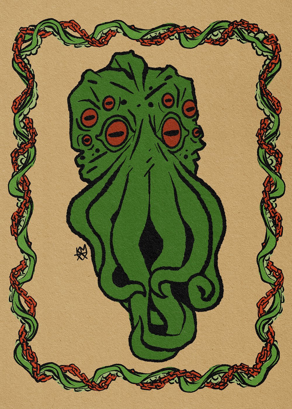 Classic Cthulhu Face Holiday Card