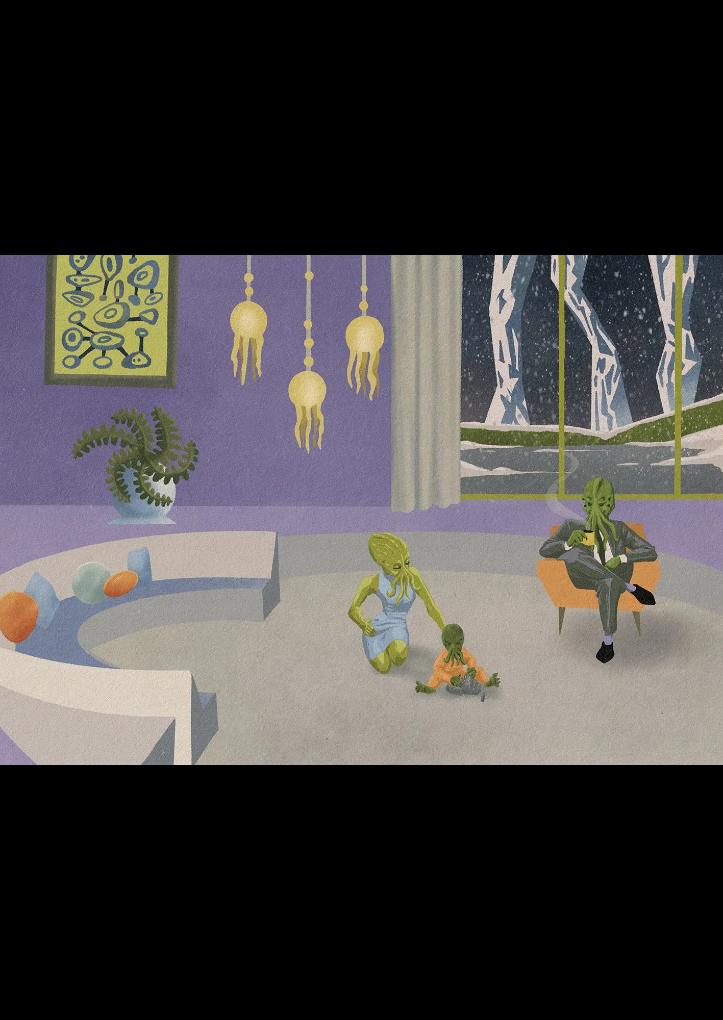 Cthulhu Family Christmas | holiday horror greeting card