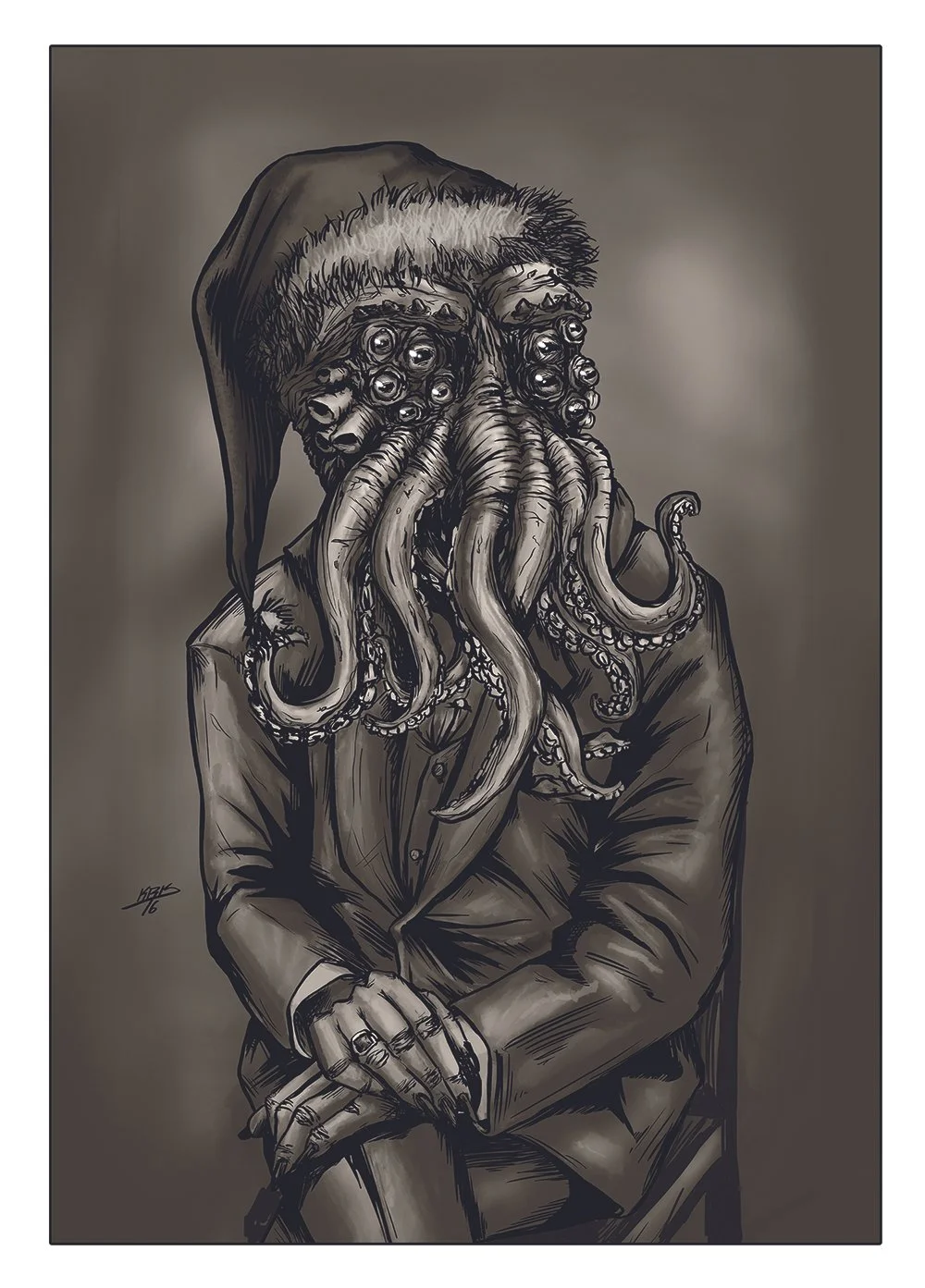 Santa Cthulhu | holiday horror greeting card
