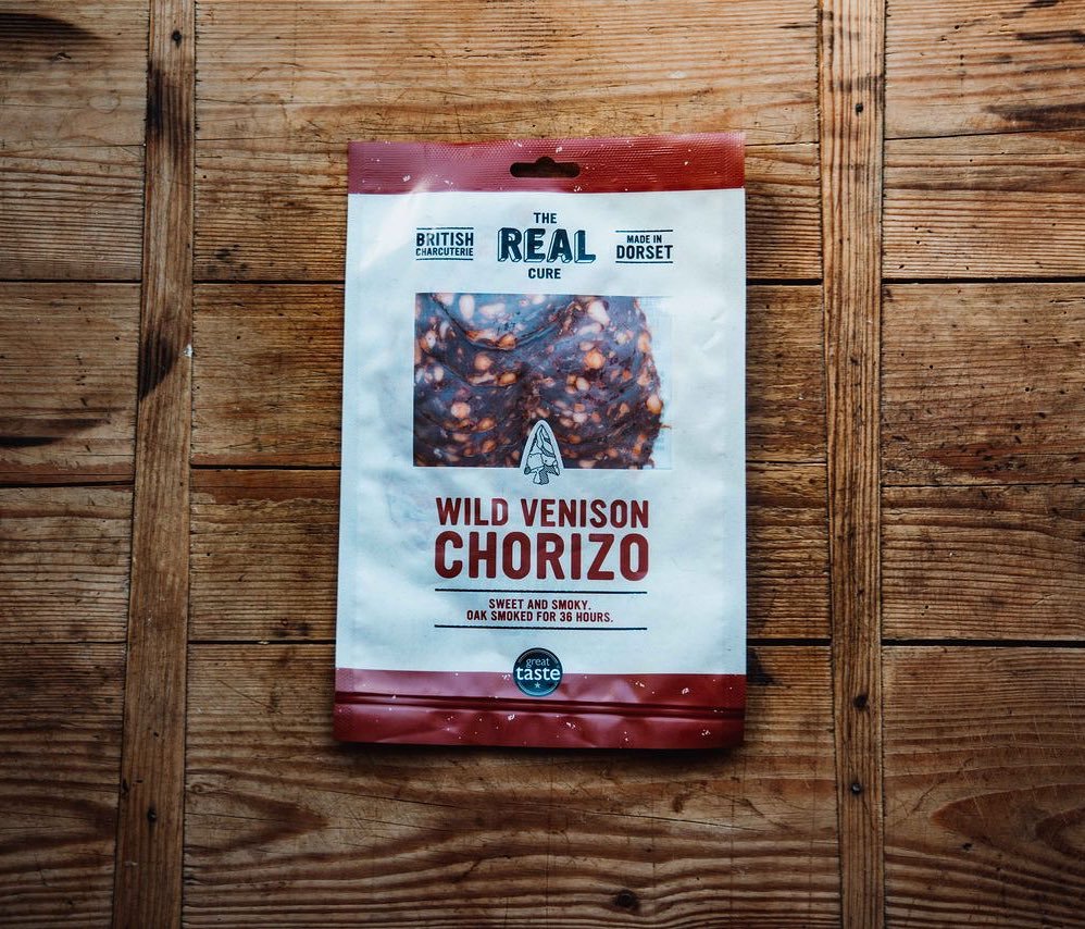 Our wild venison chorizo is made using sweet, smoked paprika. Ready to eat, our British chorizo is perfect for snacking or enjoying as part of a charcuterie sharing board or antipasti selection. Equally delicious used as a cooking ingredient. It has 