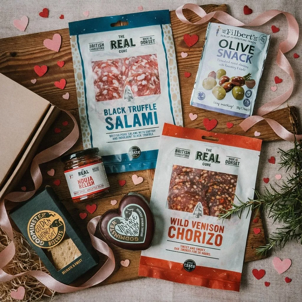 Valentine&rsquo;s Day is sorted with our latest charcuterie hamper ❤️ perfect for gifting, or, use the contents to make a wonderful dinner for two ❤️ link to shop on our stories.