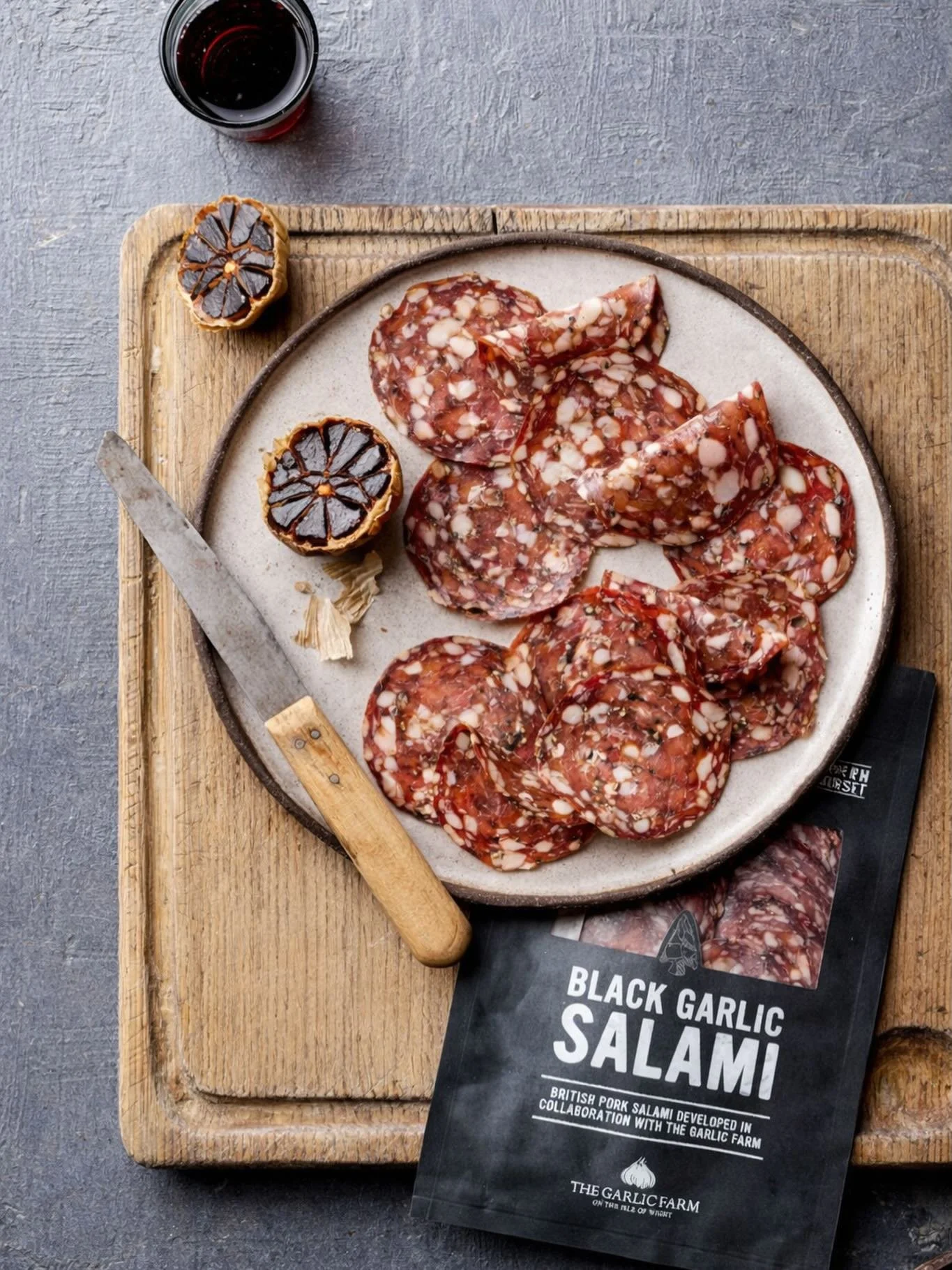 NEW PRODUCT‼️ An exciting collaboration with @garlic_farm. Meet our Black Garlic Salami, a bold and beautifully balanced collaborative salami, made using high-welfare British pork, enriched with sweet &amp; sticky black garlic. This salami delivers a